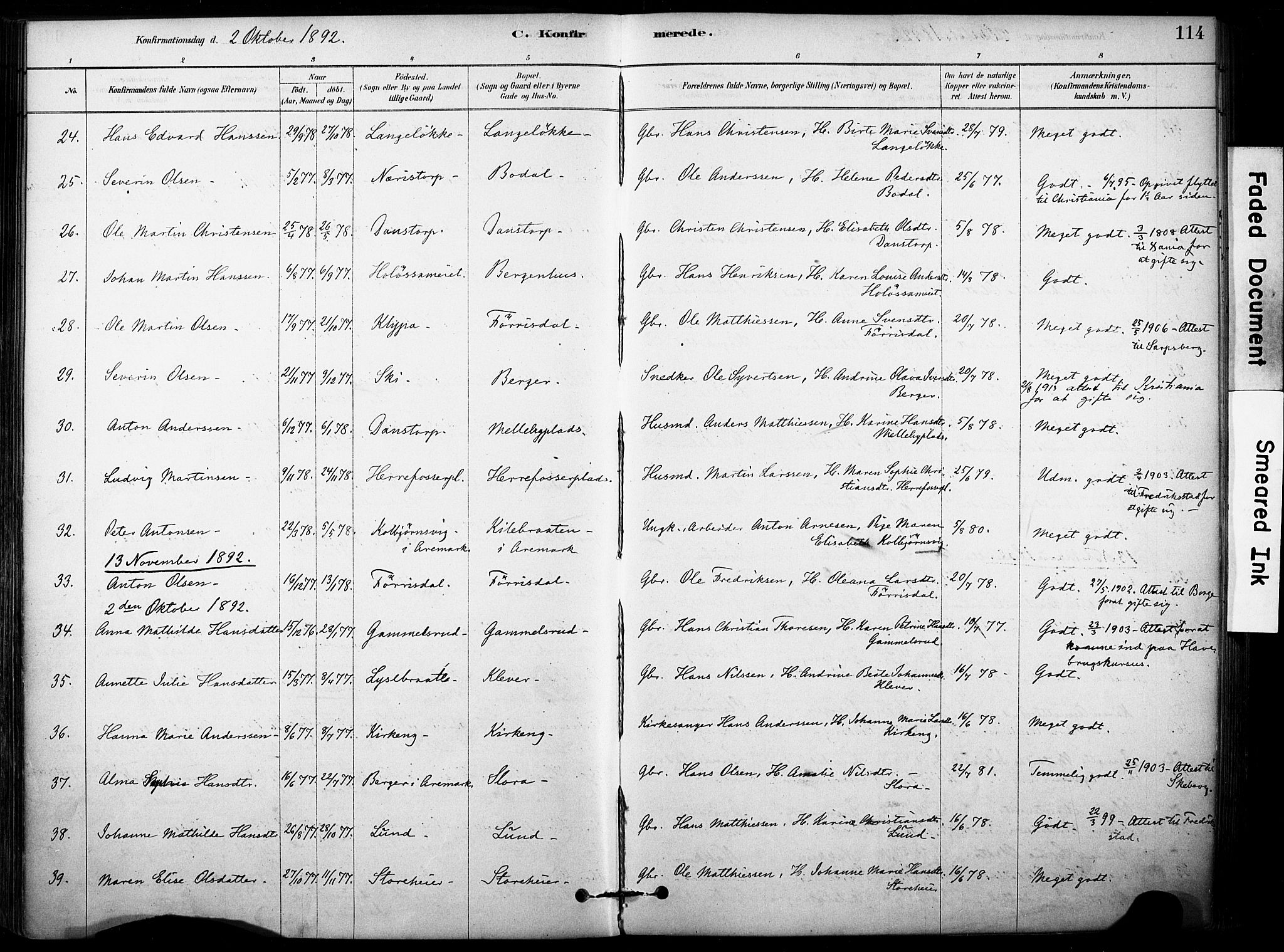 Rakkestad prestekontor Kirkebøker, AV/SAO-A-2008/F/Fb/L0001: Parish register (official) no. II 1, 1878-1899, p. 114