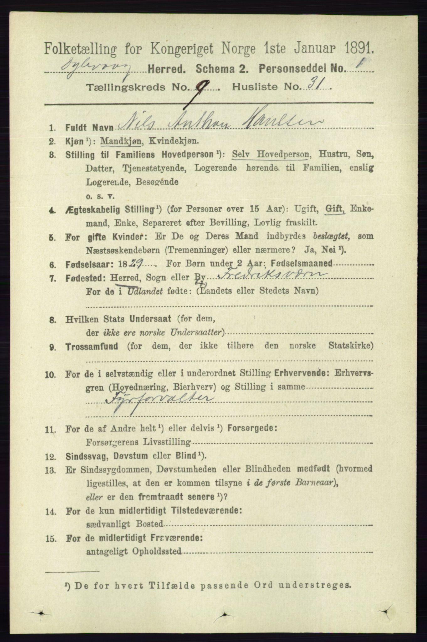 RA, 1891 census for 0915 Dypvåg, 1891, p. 3476