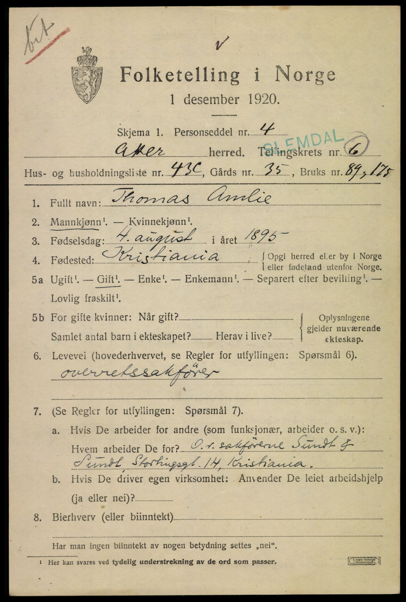 SAO, 1920 census for Aker, 1920, p. 34882