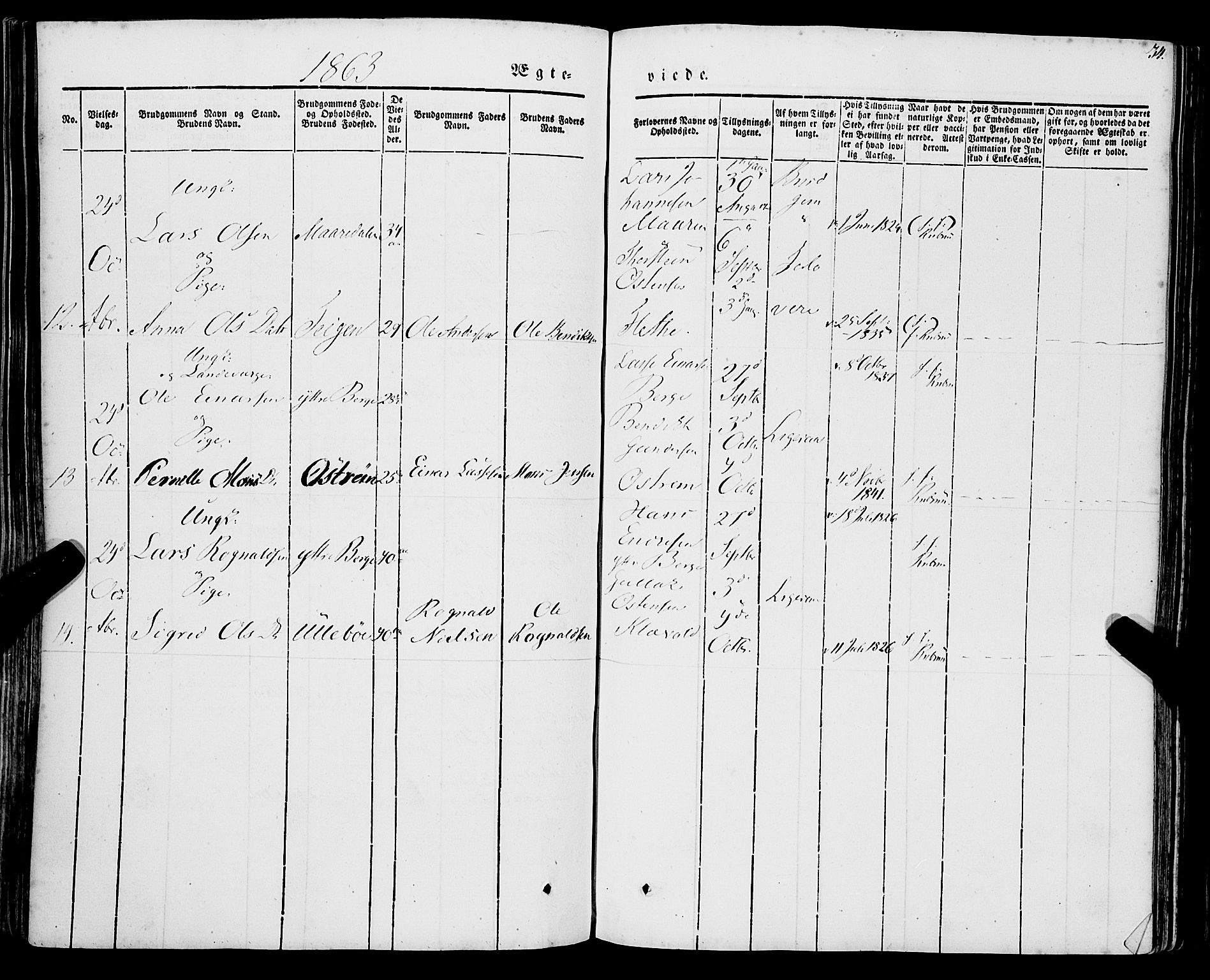 Lavik sokneprestembete, AV/SAB-A-80901: Parish register (official) no. A 3, 1843-1863, p. 34