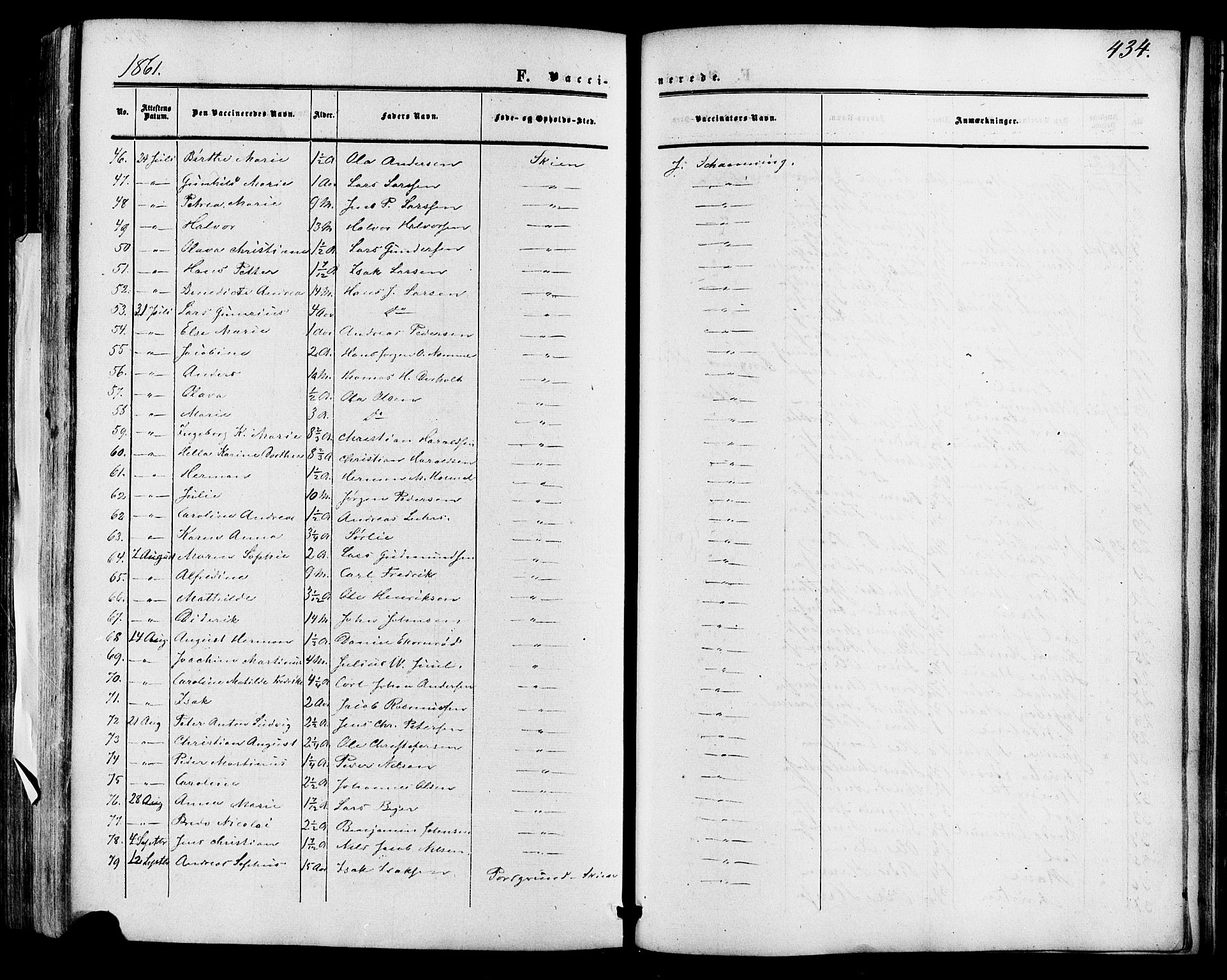 Skien kirkebøker, SAKO/A-302/F/Fa/L0007: Parish register (official) no. 7, 1856-1865, p. 434