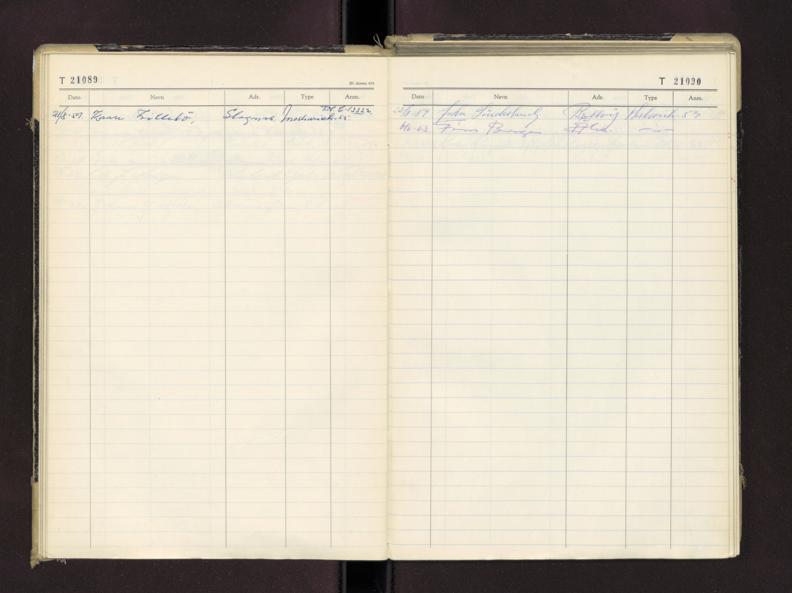 Møre og Romsdal vegkontor - Ålesund trafikkstasjon, AV/SAT-A-4099/F/Fc/L0016: Bilregister; T 21000 - T 21499, 1955-1970