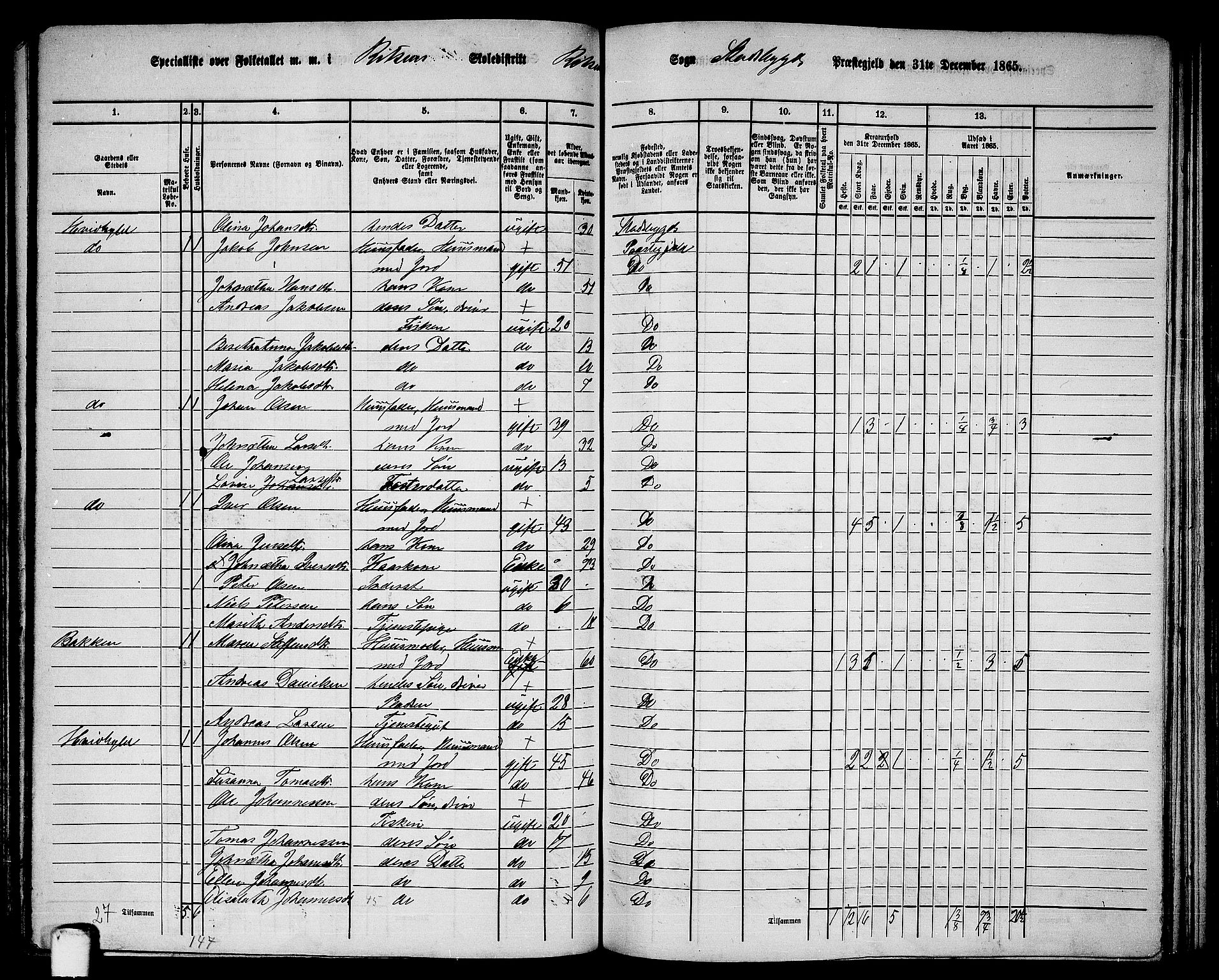 RA, 1865 census for Stadsbygd, 1865, p. 125
