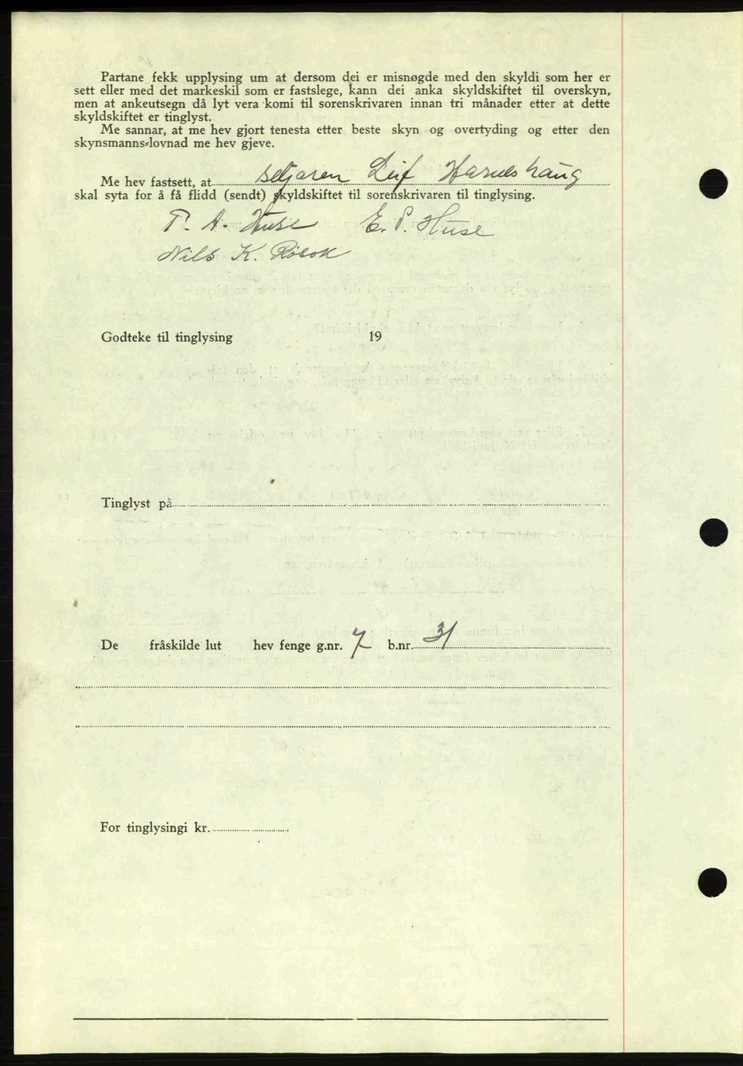 Romsdal sorenskriveri, AV/SAT-A-4149/1/2/2C: Mortgage book no. A10, 1941-1941, Diary no: : 1349/1941