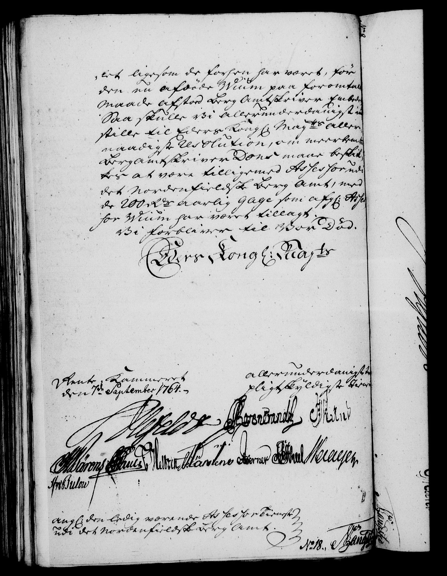 Rentekammeret, Kammerkanselliet, AV/RA-EA-3111/G/Gf/Gfa/L0046: Norsk relasjons- og resolusjonsprotokoll (merket RK 52.46), 1764, p. 361