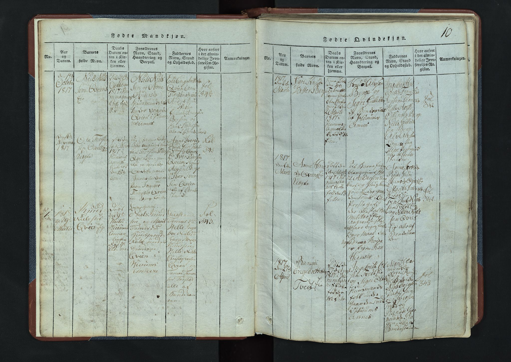 Vang prestekontor, Valdres, SAH/PREST-140/H/Hb/L0003: Parish register (copy) no. 3, 1814-1892, p. 10