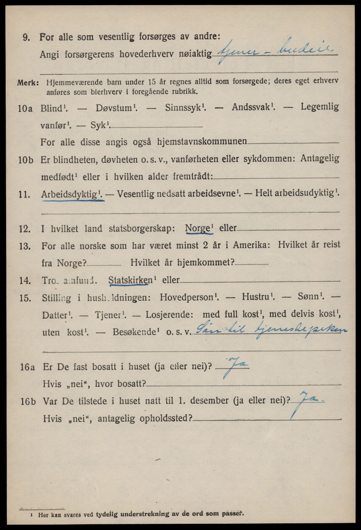 SAT, 1920 census for Vestnes, 1920, p. 3894
