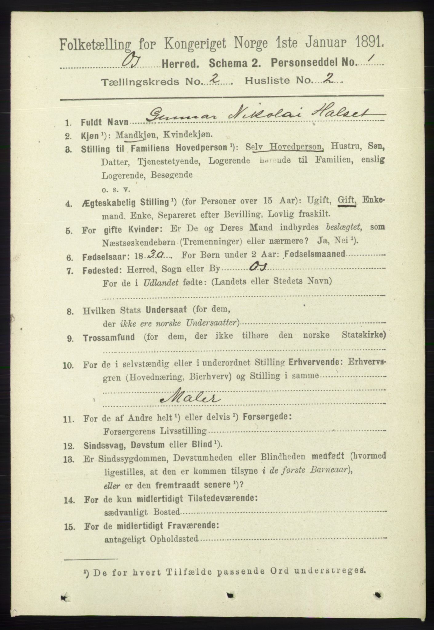 RA, 1891 census for 1243 Os, 1891, p. 434