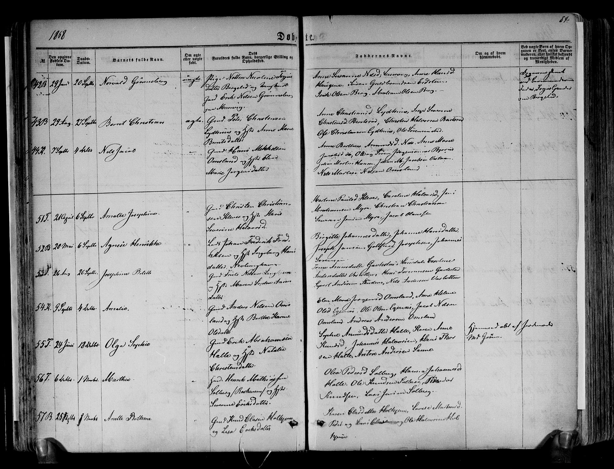 Brunlanes kirkebøker, AV/SAKO-A-342/F/Fa/L0005: Parish register (official) no. I 5, 1862-1877, p. 84