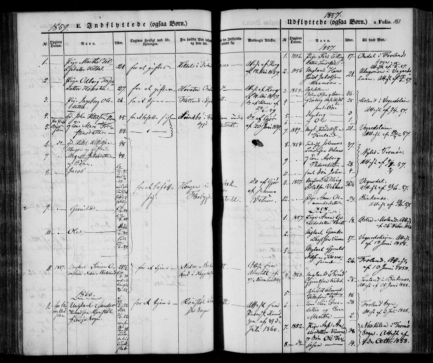 Åmli sokneprestkontor, AV/SAK-1111-0050/F/Fa/Fac/L0008: Parish register (official) no. A 8, 1852-1869, p. 151