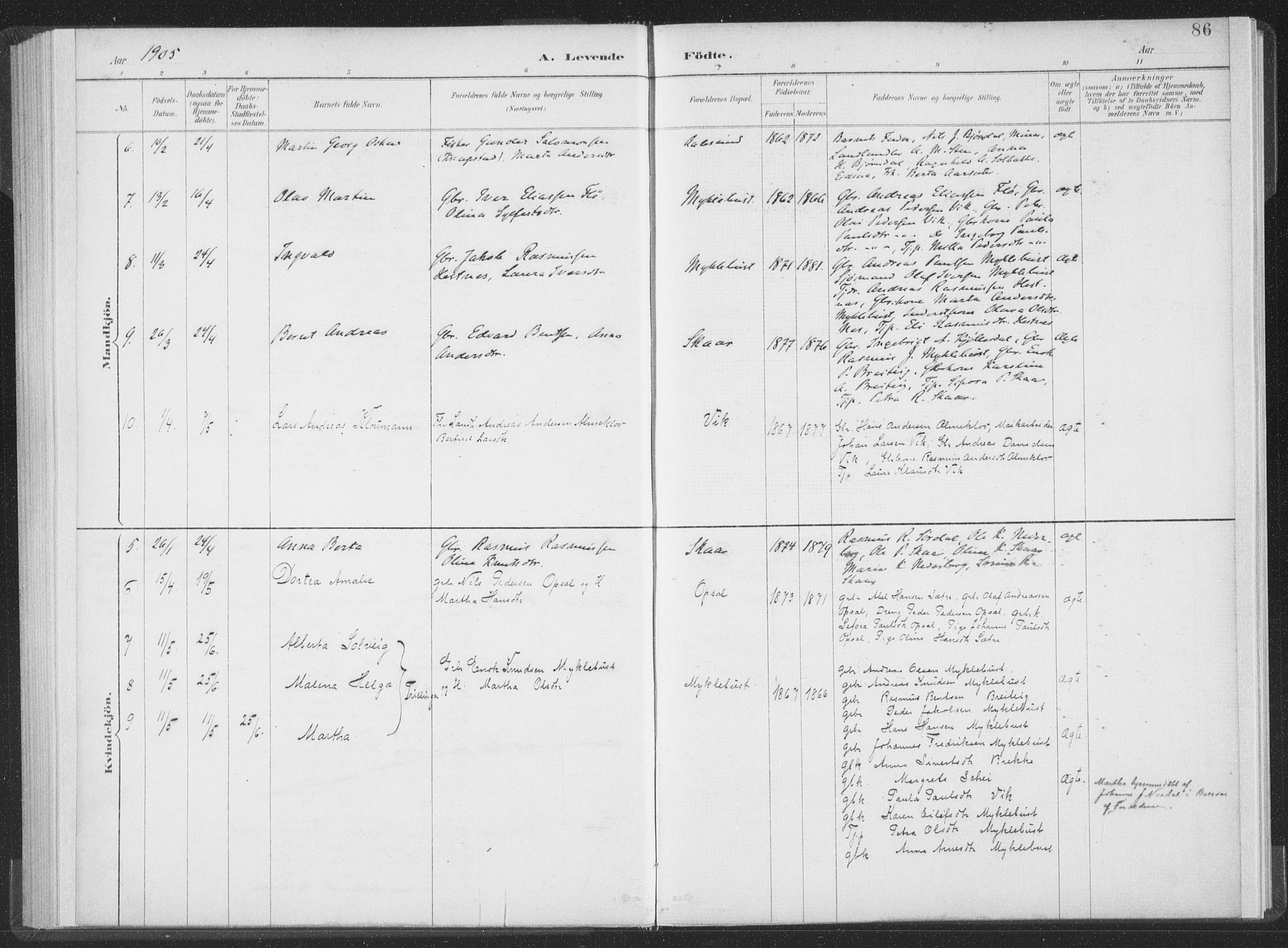 Ministerialprotokoller, klokkerbøker og fødselsregistre - Møre og Romsdal, AV/SAT-A-1454/502/L0025: Parish register (official) no. 502A03, 1885-1909, p. 86