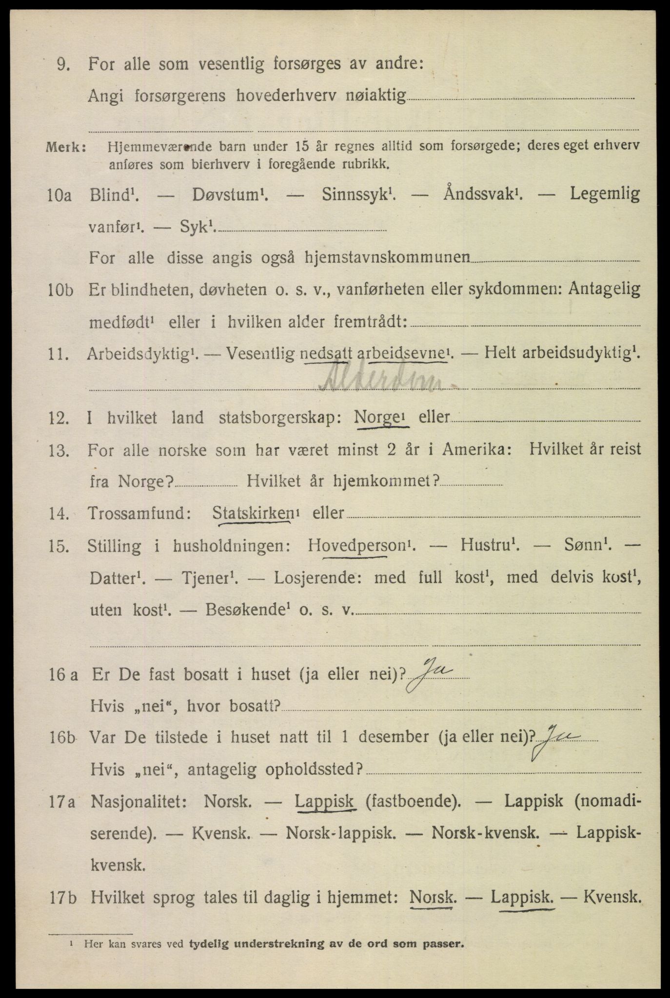 SAT, 1920 census for Bodin, 1920, p. 9307