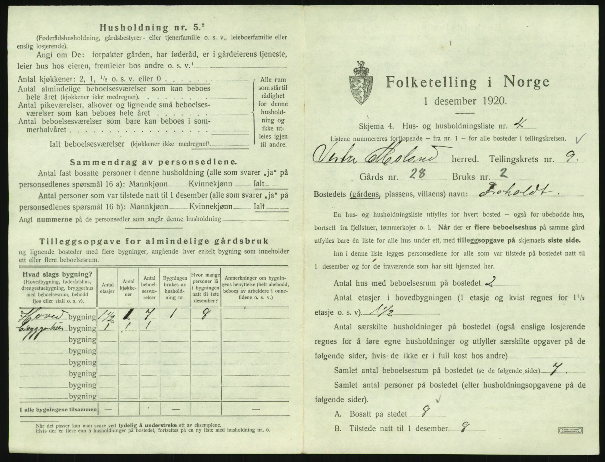 SAK, 1920 census for Vestre Moland, 1920, p. 1035