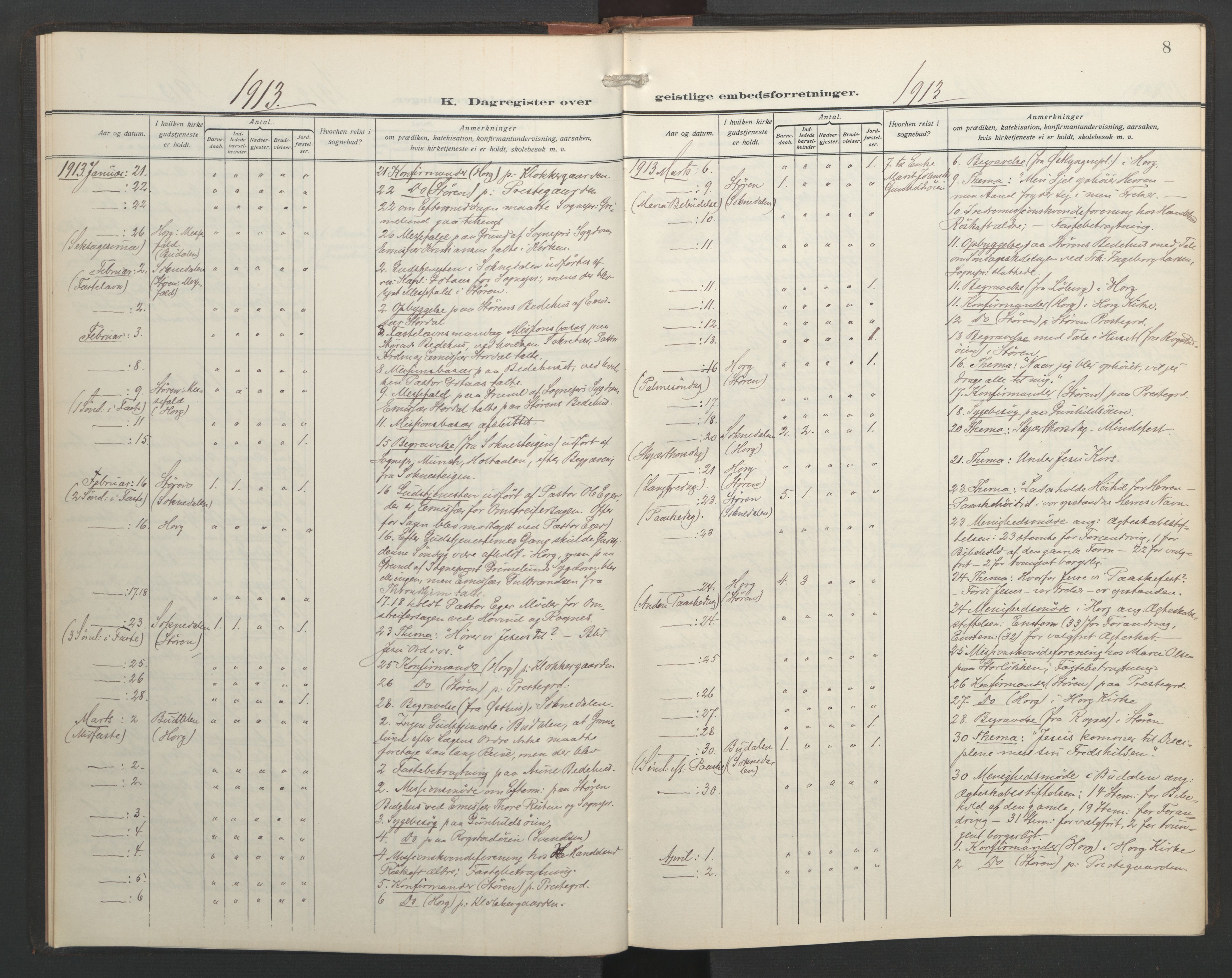 Ministerialprotokoller, klokkerbøker og fødselsregistre - Sør-Trøndelag, AV/SAT-A-1456/687/L1006: Diary records no. 687A12, 1912-1931, p. 8