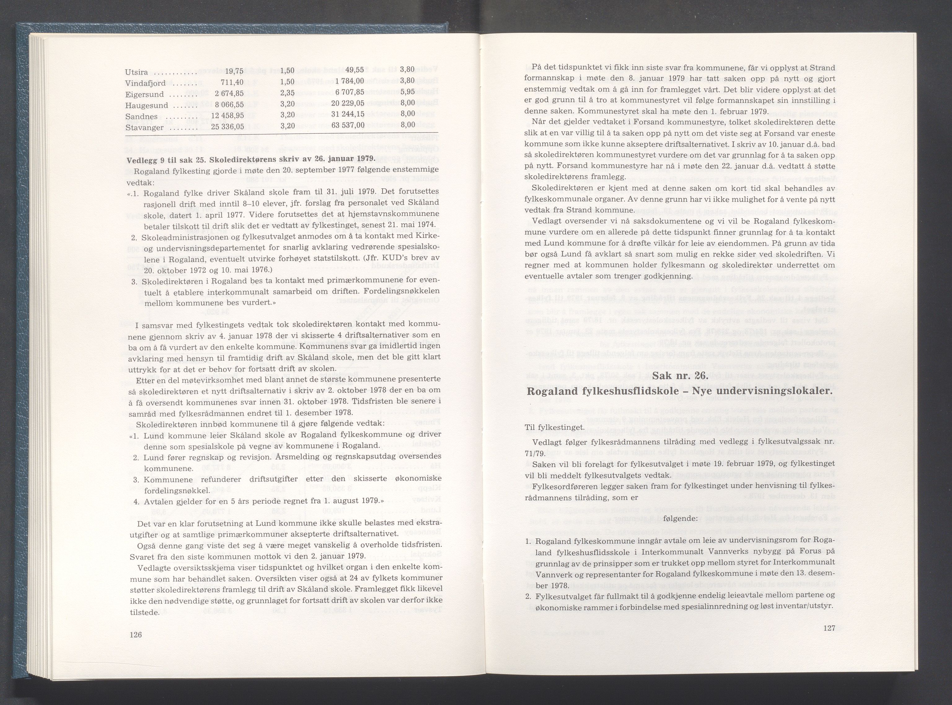 Rogaland fylkeskommune - Fylkesrådmannen , IKAR/A-900/A/Aa/Aaa/L0099: Møtebok , 1979, p. 126-127