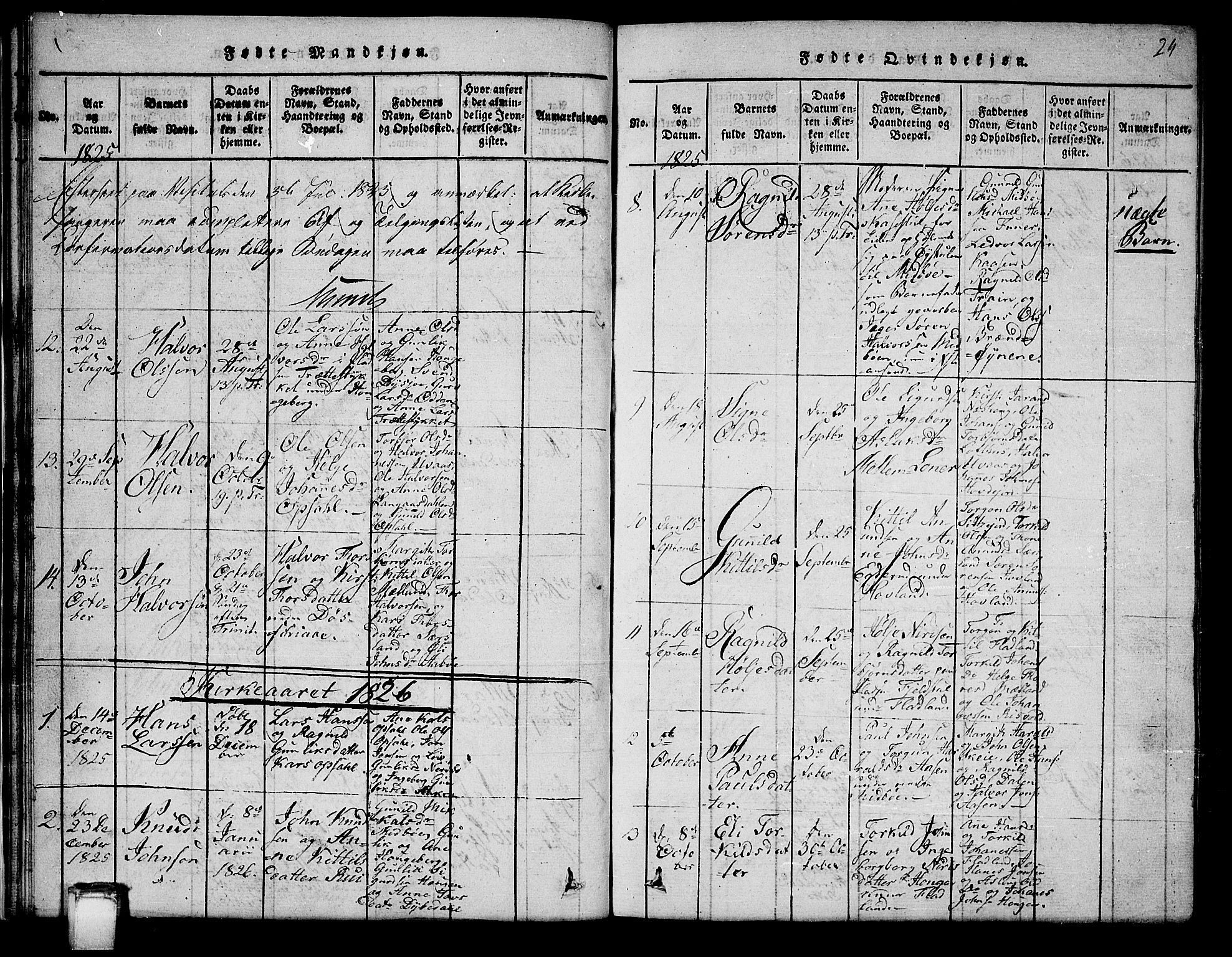 Hjartdal kirkebøker, SAKO/A-270/G/Ga/L0001: Parish register (copy) no. I 1, 1815-1842, p. 24