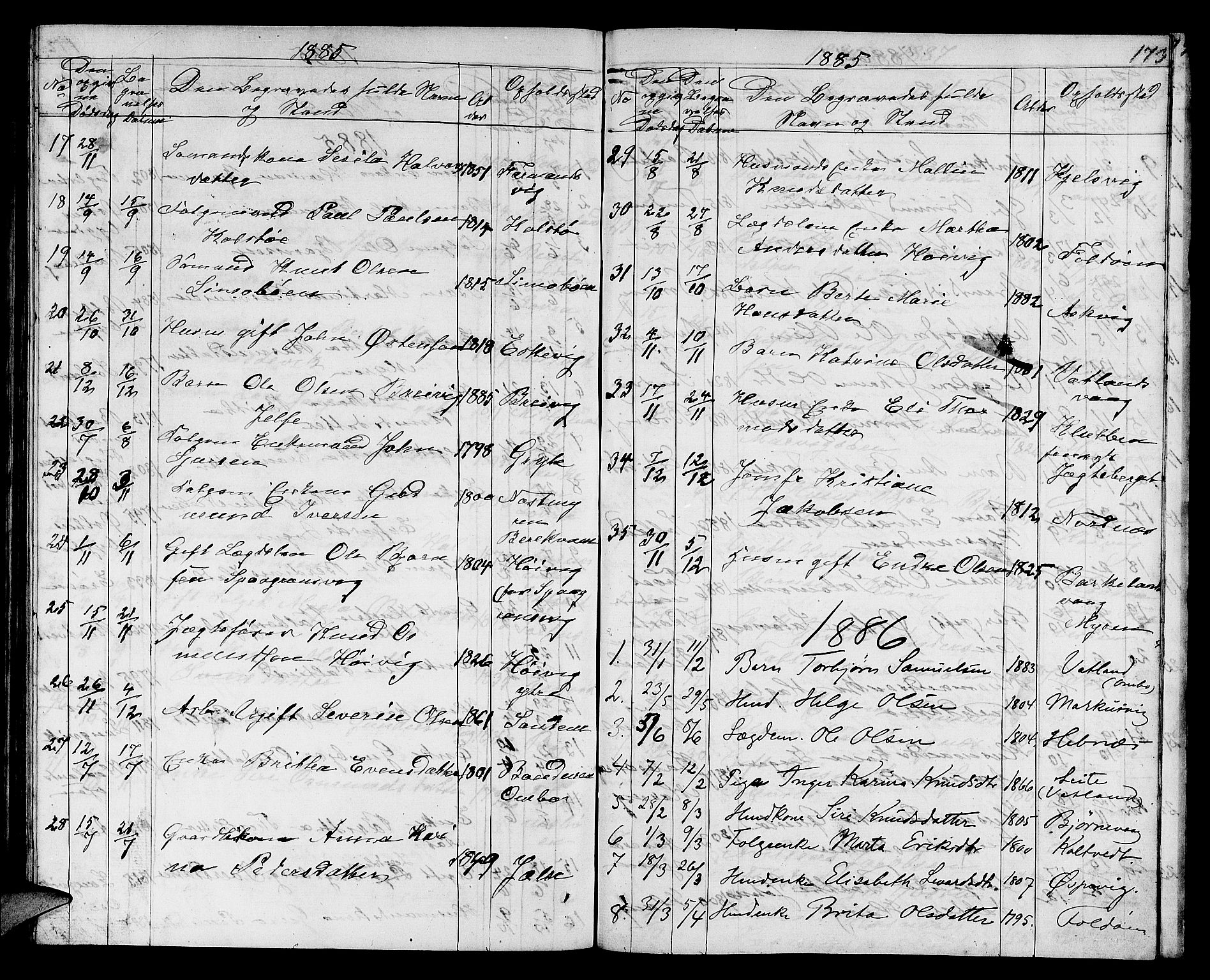 Jelsa sokneprestkontor, SAST/A-101842/01/V: Parish register (copy) no. B 3, 1864-1890, p. 173