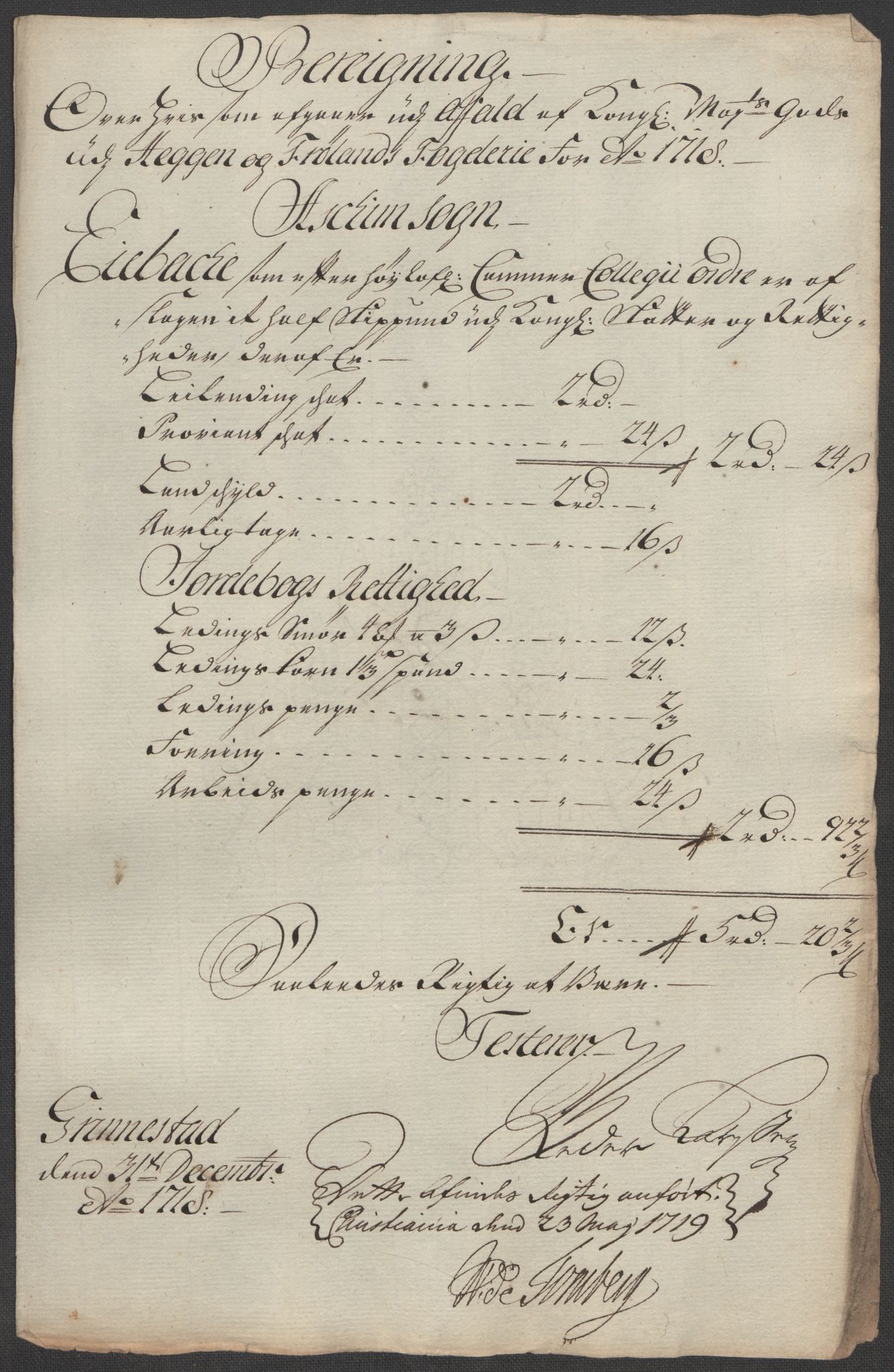 Rentekammeret inntil 1814, Reviderte regnskaper, Fogderegnskap, AV/RA-EA-4092/R07/L0315: Fogderegnskap Rakkestad, Heggen og Frøland, 1718, p. 366