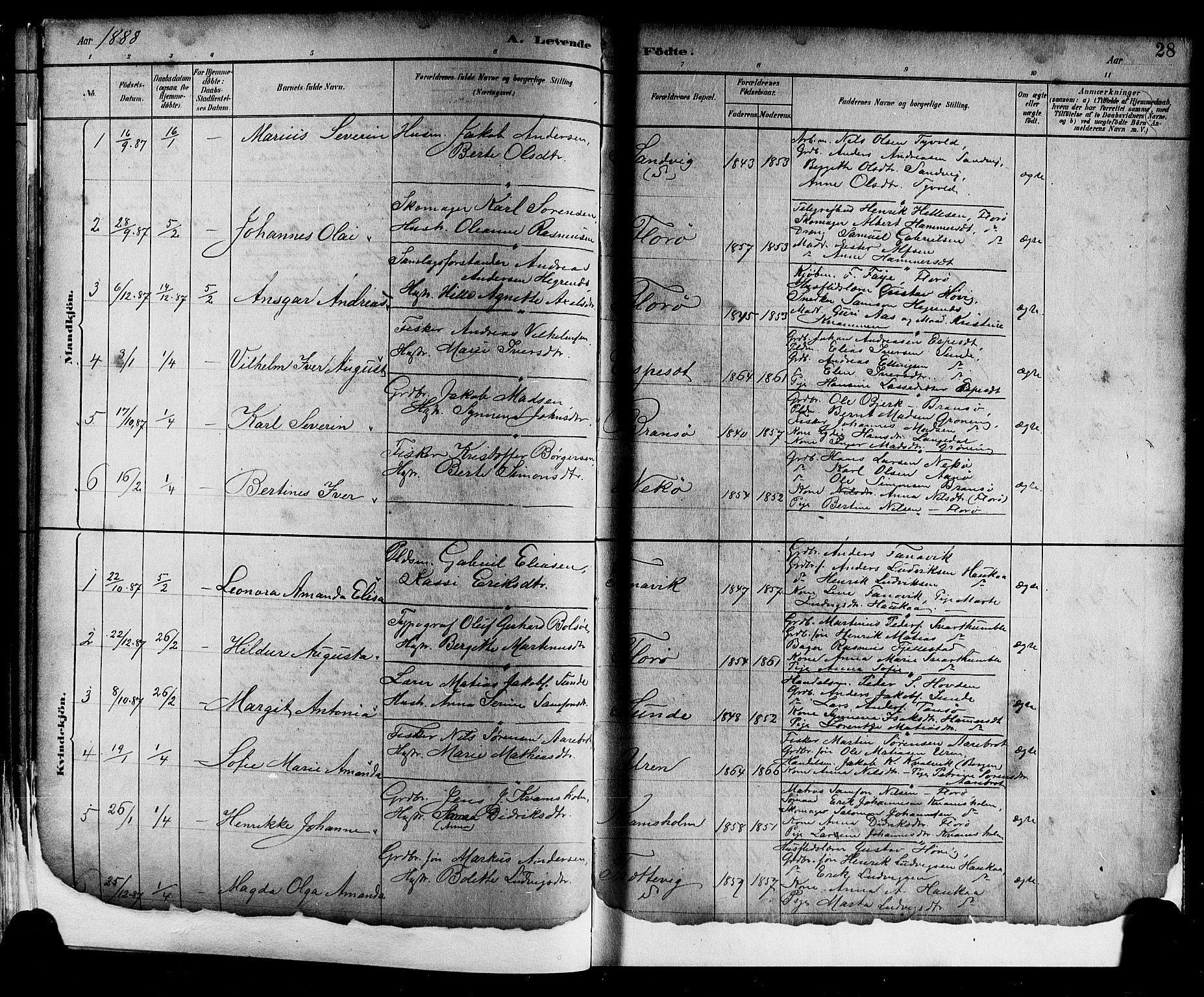 Kinn sokneprestembete, SAB/A-80801/H/Hab/Haba/L0002: Parish register (copy) no. A 2, 1882-1906, p. 28