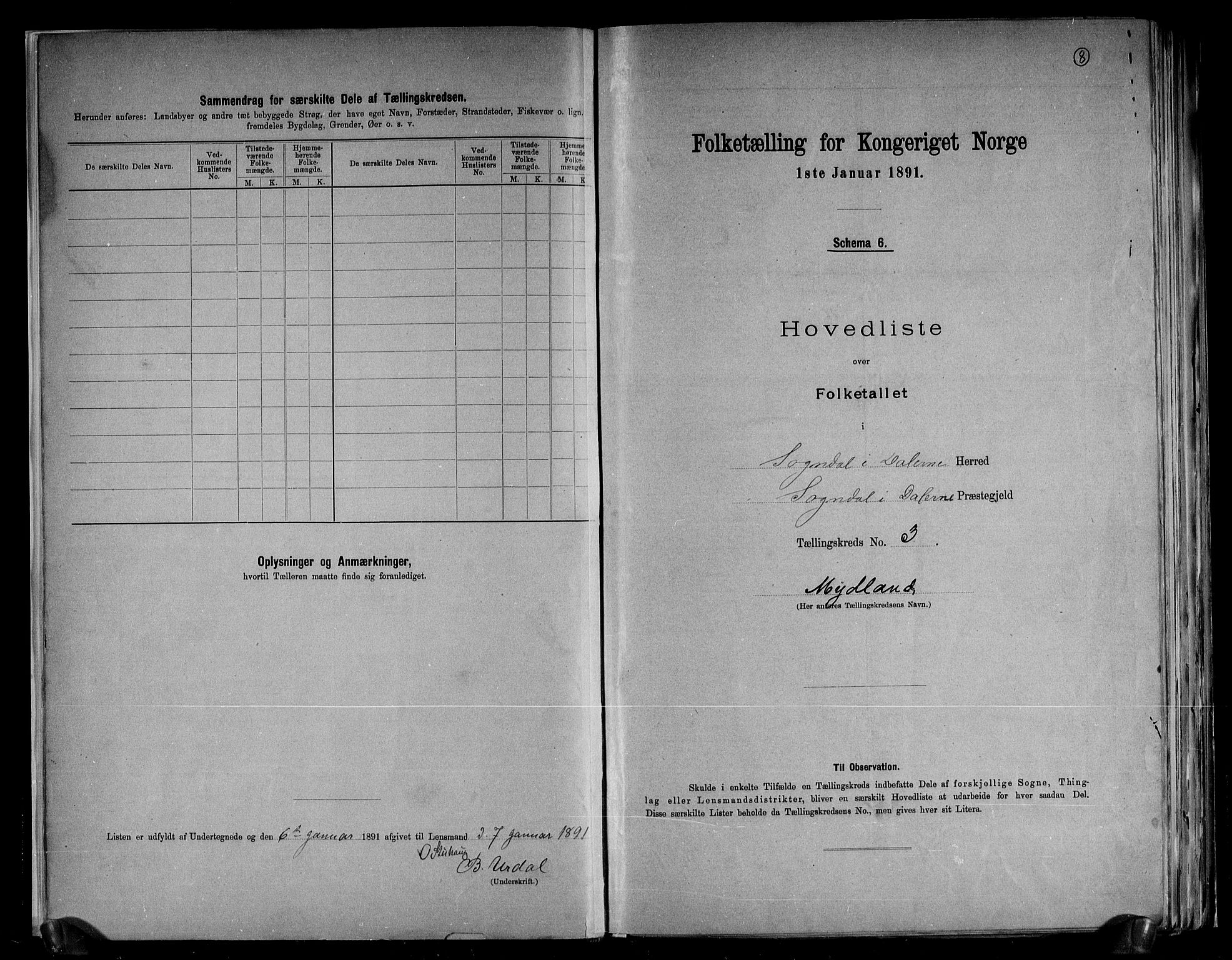 RA, 1891 census for 1111 Sokndal, 1891, p. 8