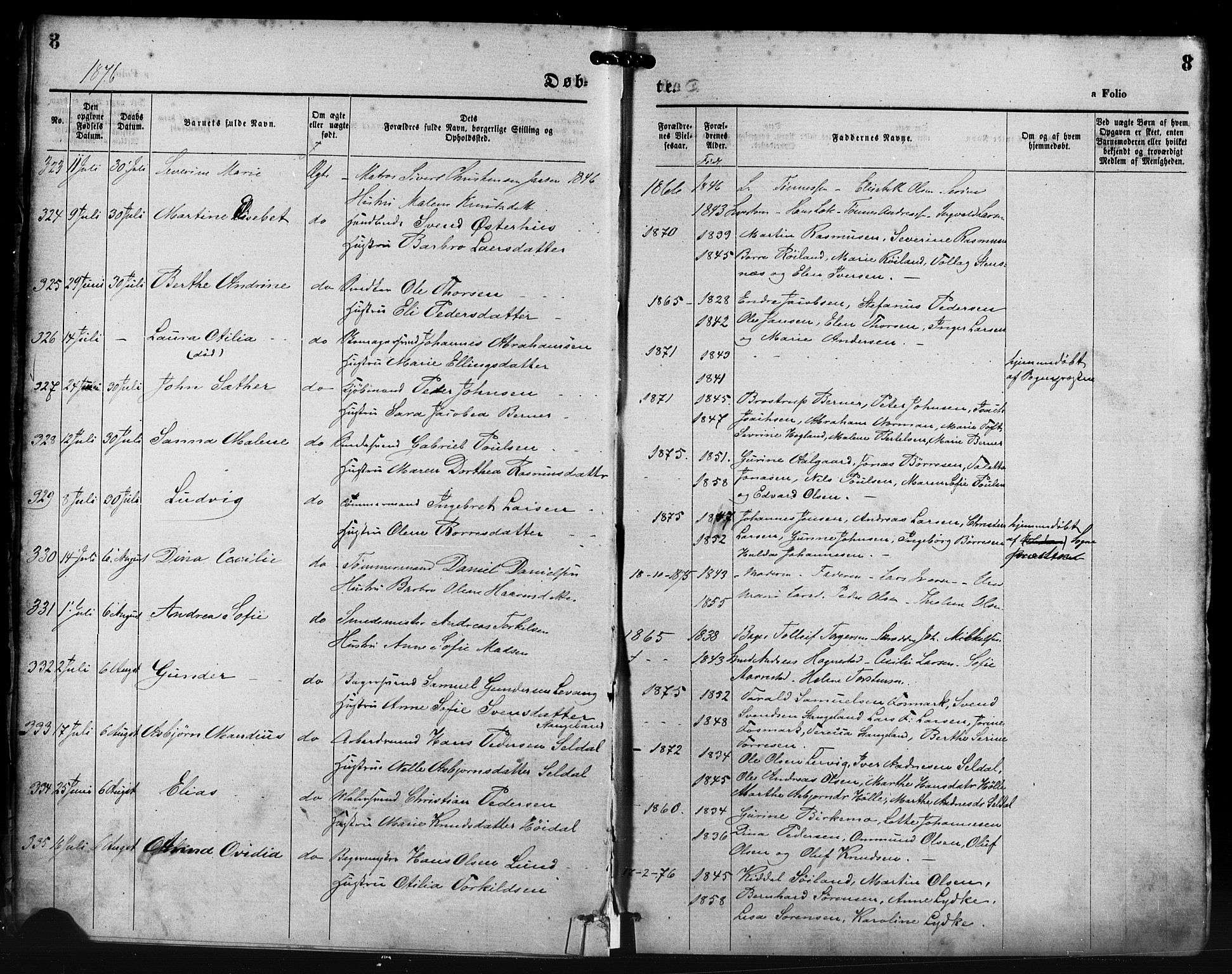 St. Petri sokneprestkontor, SAST/A-101813/001/30/30BA/L0014: Parish register (official) no. A 14, 1876-1879, p. 8