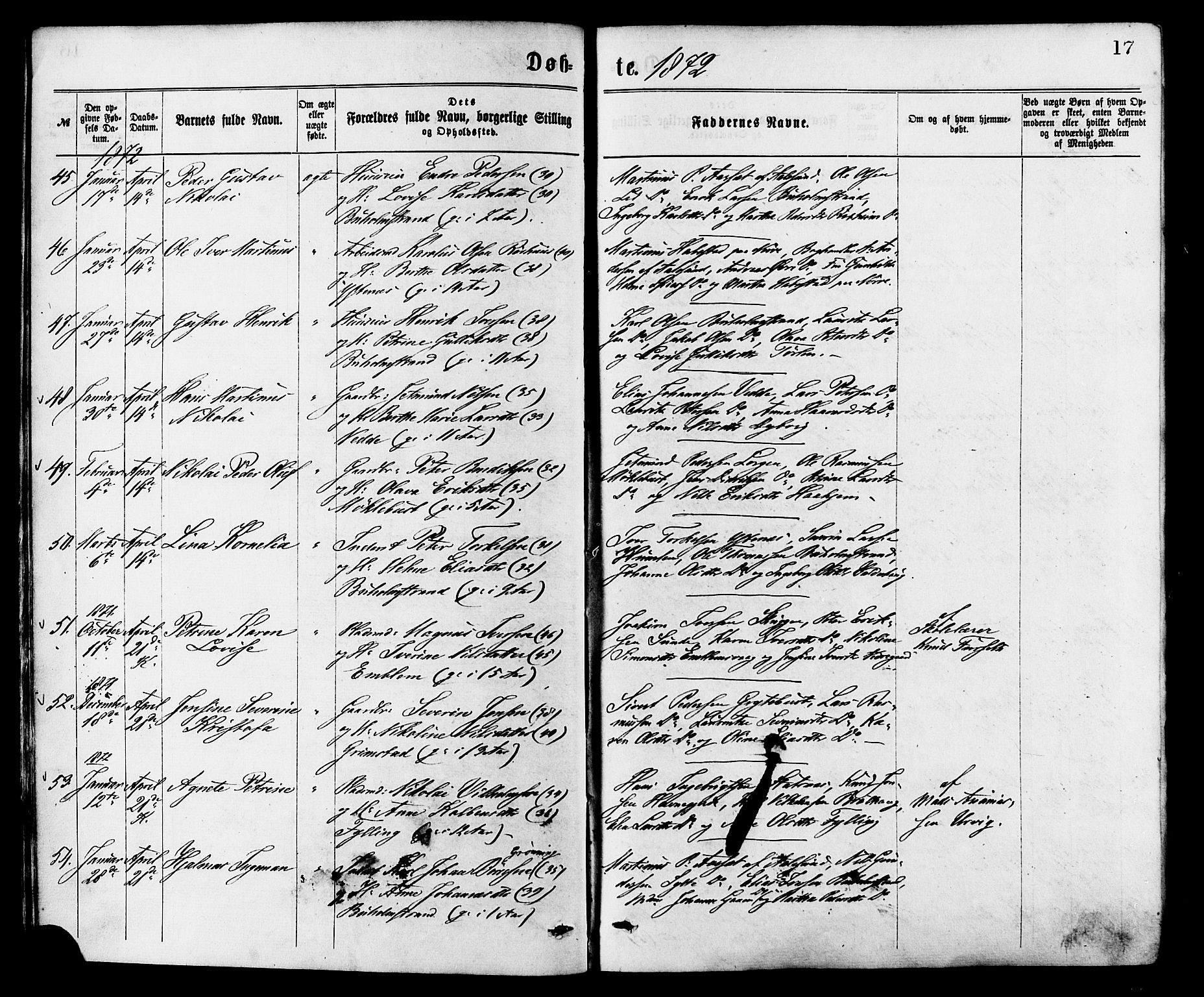 Ministerialprotokoller, klokkerbøker og fødselsregistre - Møre og Romsdal, SAT/A-1454/528/L0400: Parish register (official) no. 528A11, 1871-1879, p. 17