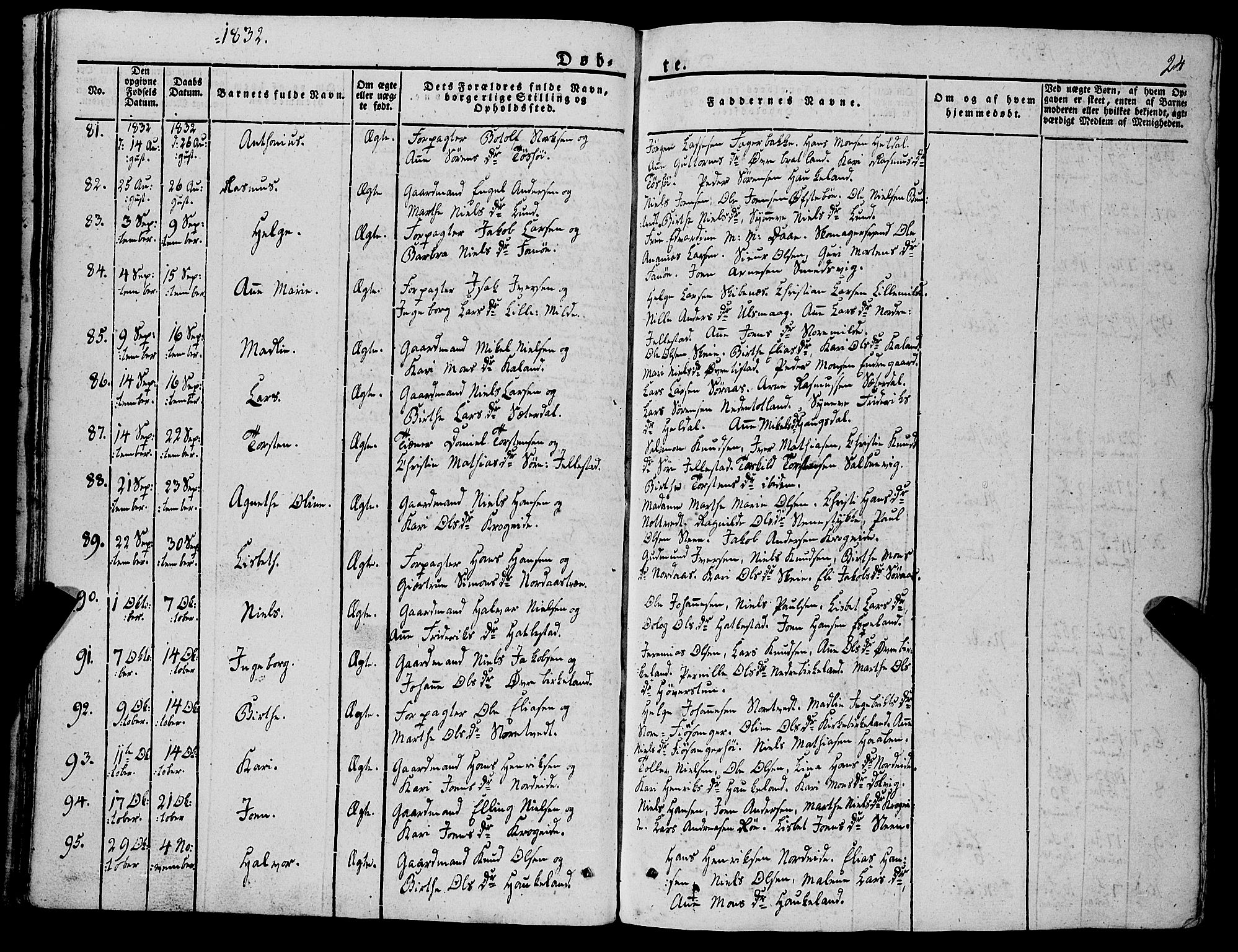 Fana Sokneprestembete, AV/SAB-A-75101/H/Haa/Haaa/L0008: Parish register (official) no. A 8, 1829-1851, p. 24