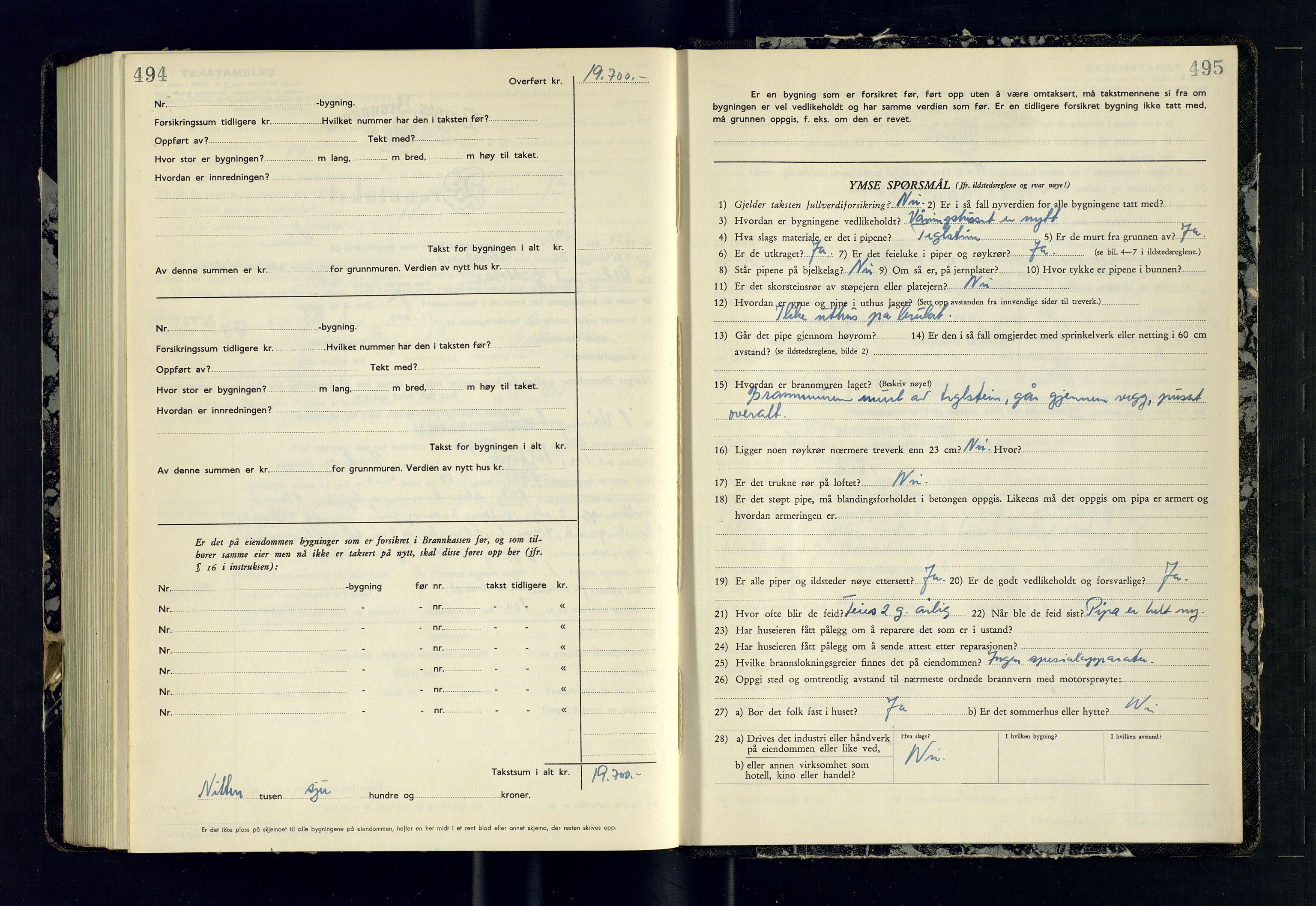 Lyngen lensmannskontor, AV/SATØ-SATO-99/F/Fm/Fmb/L0140: Branntakstprotokoller, 1951-1953, p. 494-495