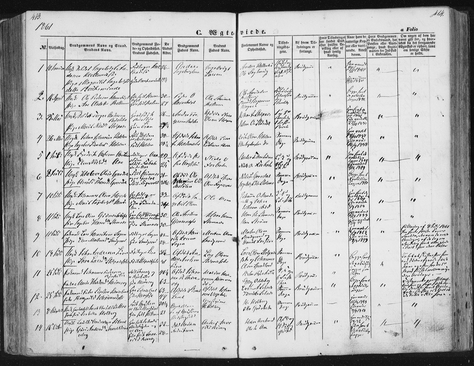 Ministerialprotokoller, klokkerbøker og fødselsregistre - Sør-Trøndelag, SAT/A-1456/630/L0494: Parish register (official) no. 630A07, 1852-1868, p. 413-414
