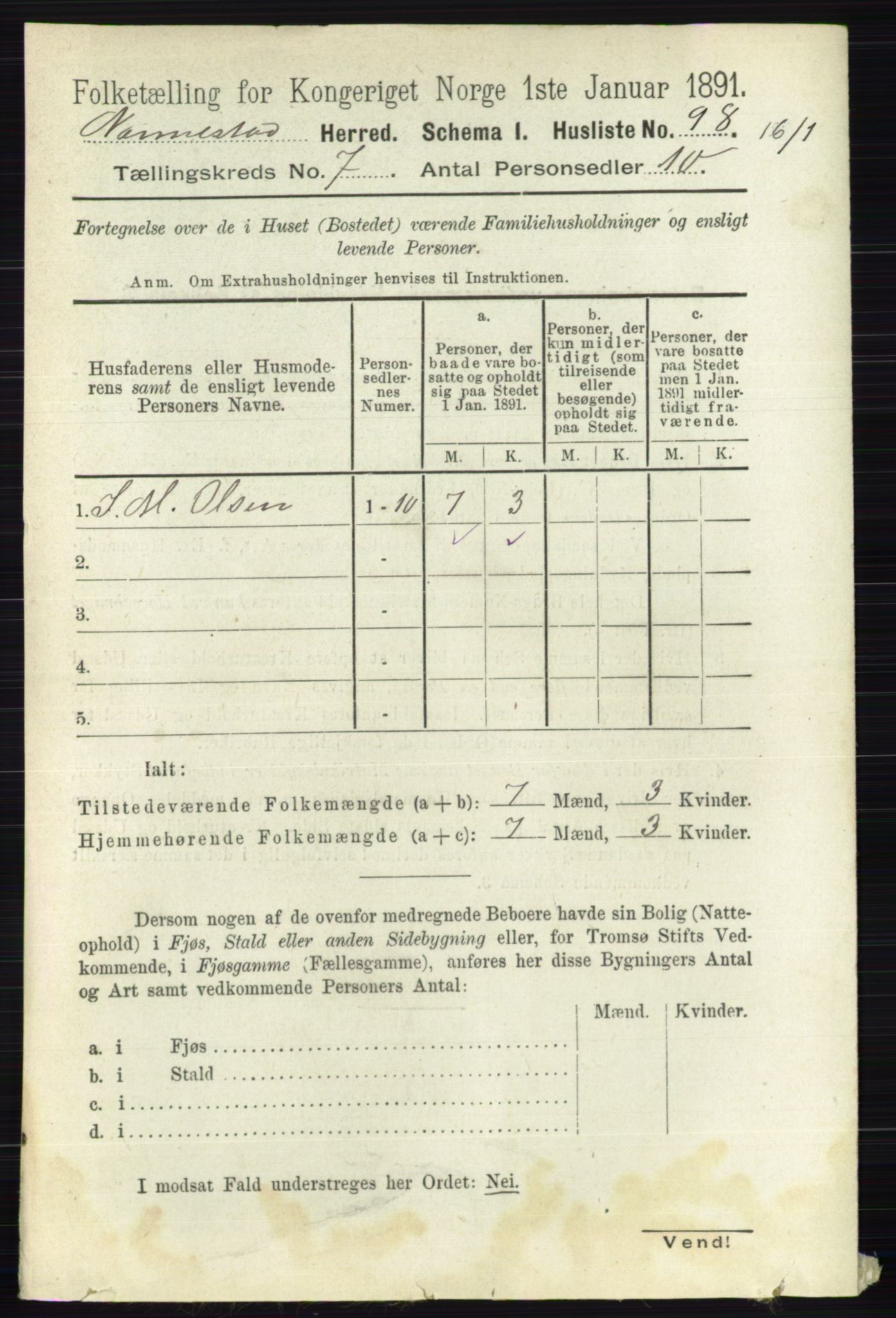 RA, 1891 census for 0238 Nannestad, 1891, p. 3738