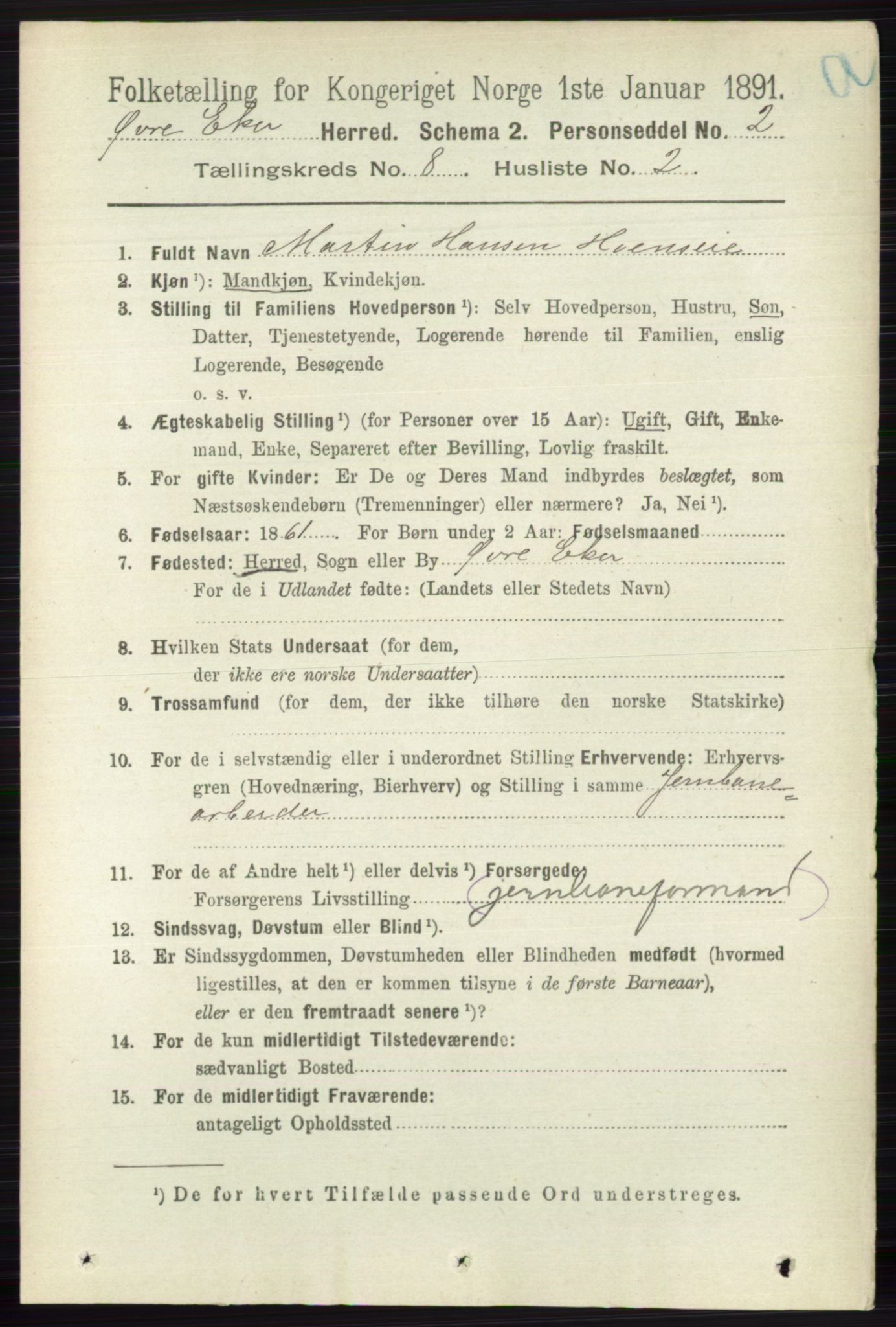 RA, 1891 census for 0624 Øvre Eiker, 1891, p. 3238