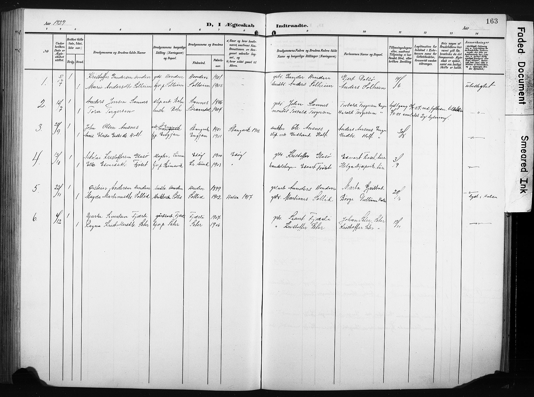 Ministerialprotokoller, klokkerbøker og fødselsregistre - Møre og Romsdal, AV/SAT-A-1454/580/L0927: Parish register (copy) no. 580C02, 1904-1932, p. 163