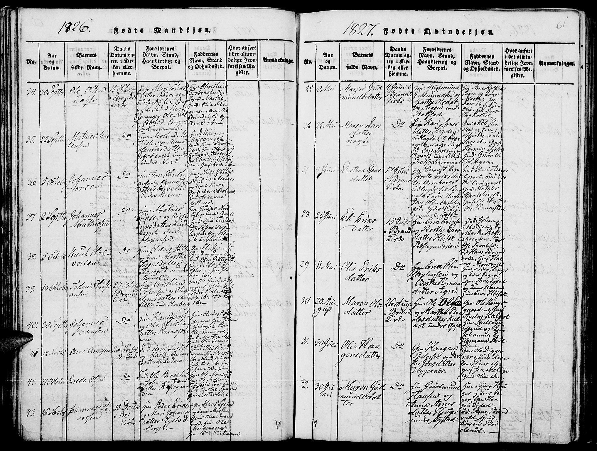 Grue prestekontor, AV/SAH-PREST-036/H/Ha/Hab/L0001: Parish register (copy) no. 1, 1814-1841, p. 61