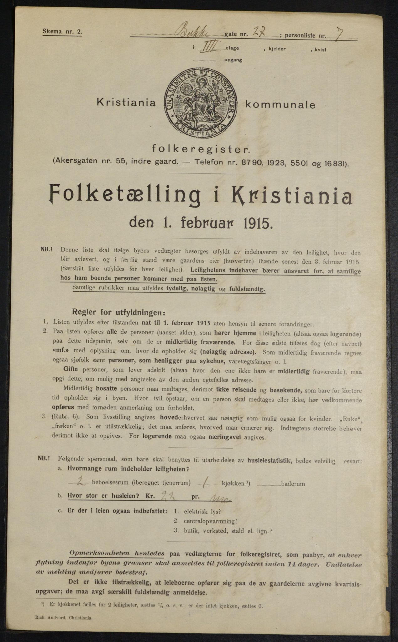 OBA, Municipal Census 1915 for Kristiania, 1915, p. 3102