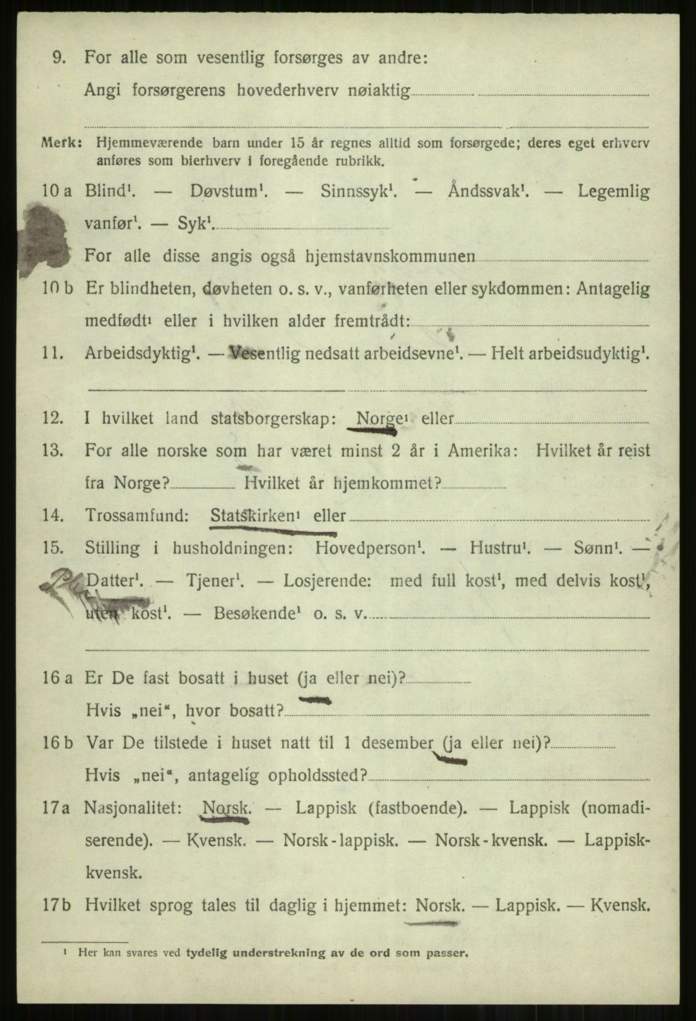 SATØ, 1920 census for Lyngen, 1920, p. 13010