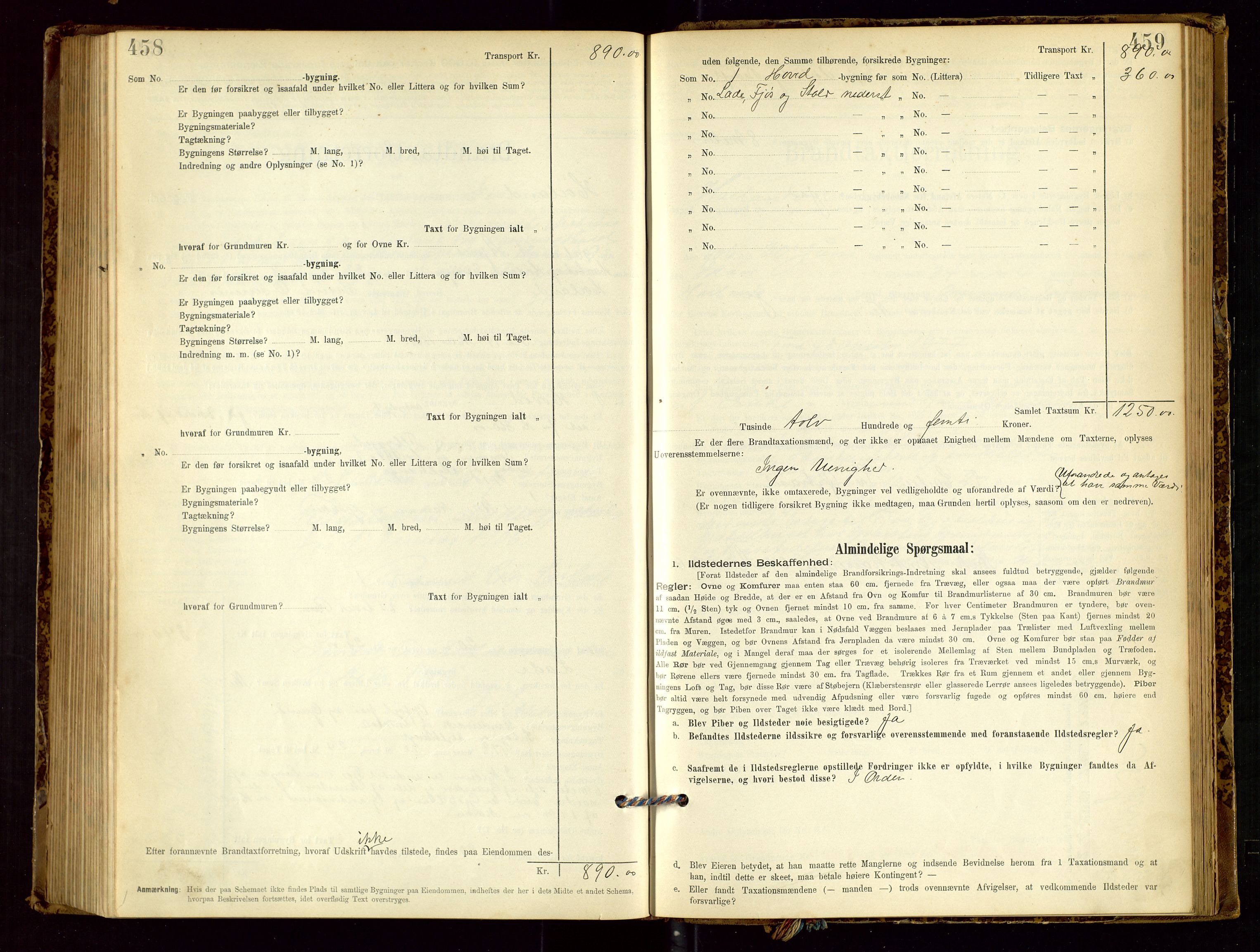 Høyland/Sandnes lensmannskontor, AV/SAST-A-100166/Gob/L0001: "Brandtaxtprotokol", 1890-1913, p. 458-459