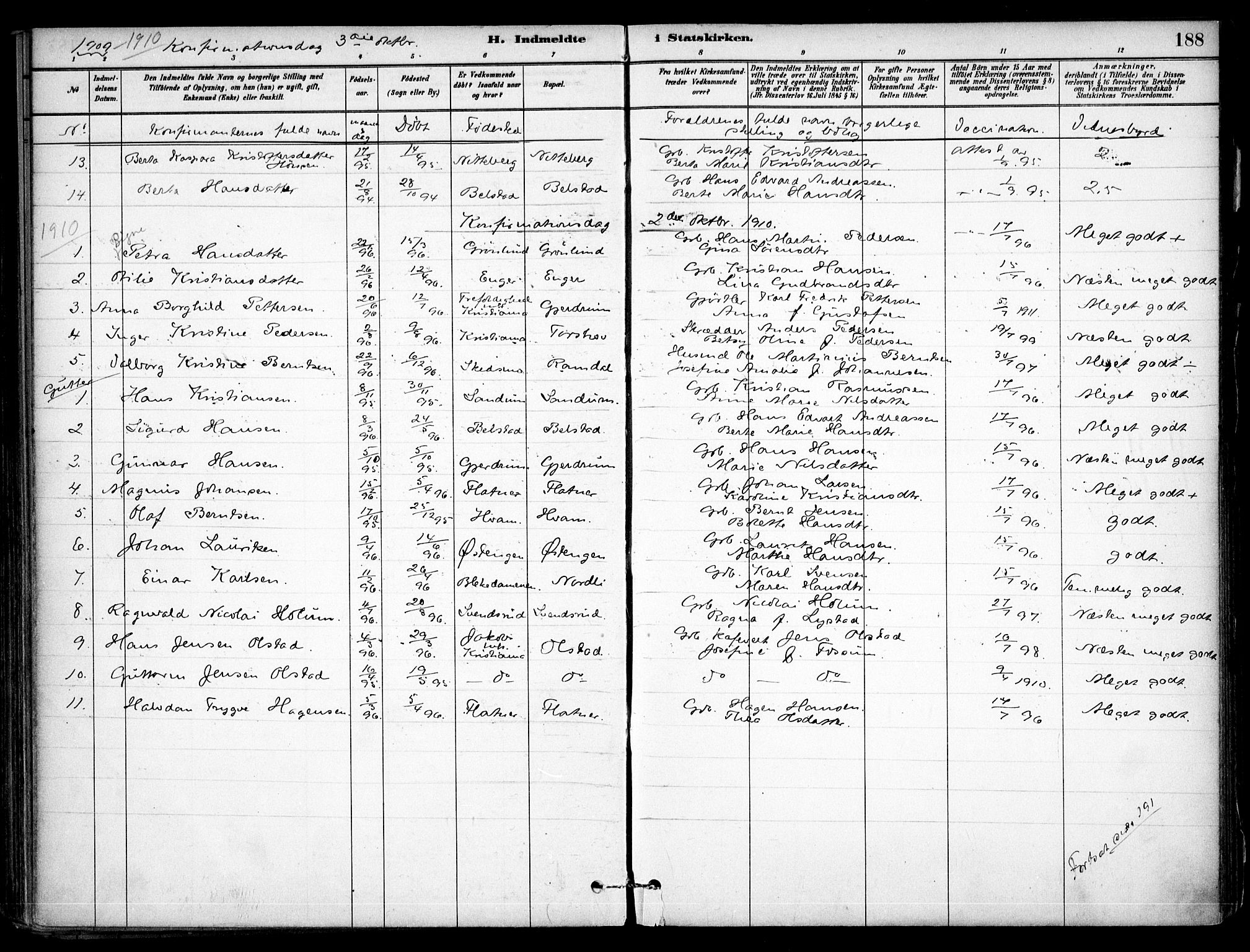 Gjerdrum prestekontor Kirkebøker, SAO/A-10412b/F/Fa/L0009: Parish register (official) no. I 9, 1881-1916, p. 188