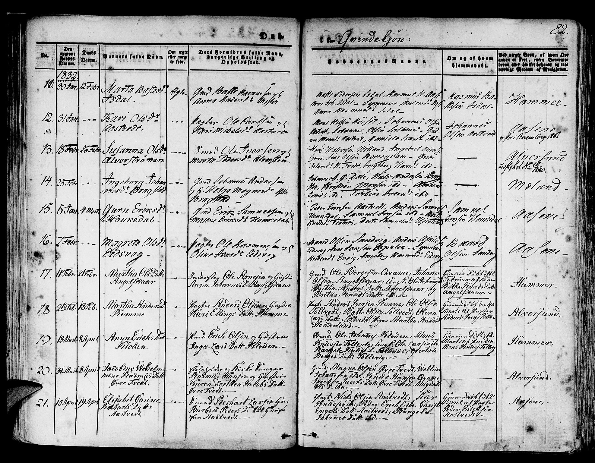 Hamre sokneprestembete, AV/SAB-A-75501/H/Ha/Haa/Haaa/L0011: Parish register (official) no. A 11, 1826-1834, p. 82