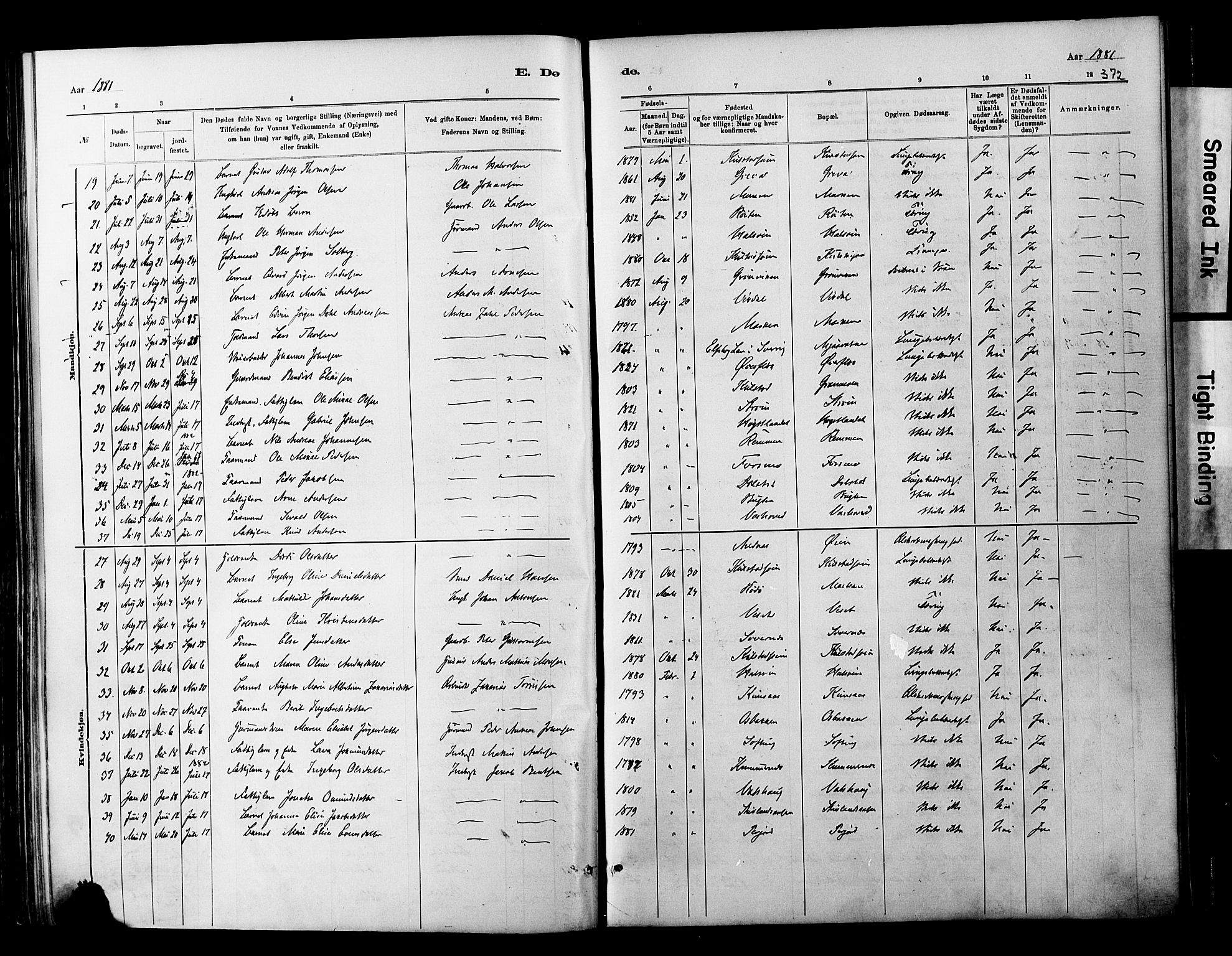 Ministerialprotokoller, klokkerbøker og fødselsregistre - Nordland, SAT/A-1459/820/L0295: Parish register (official) no. 820A16, 1880-1896, p. 372