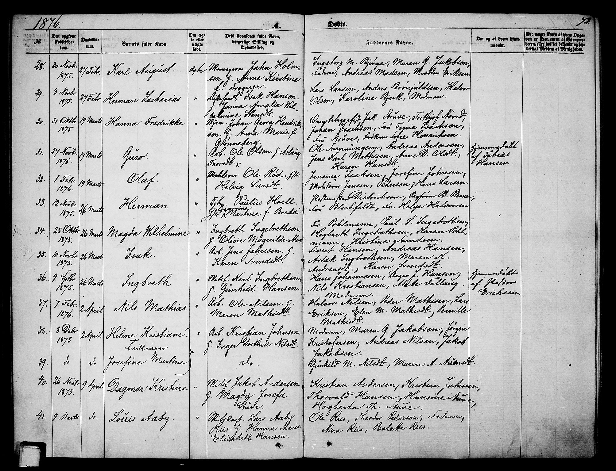 Skien kirkebøker, SAKO/A-302/G/Ga/L0005: Parish register (copy) no. 5, 1868-1880, p. 72
