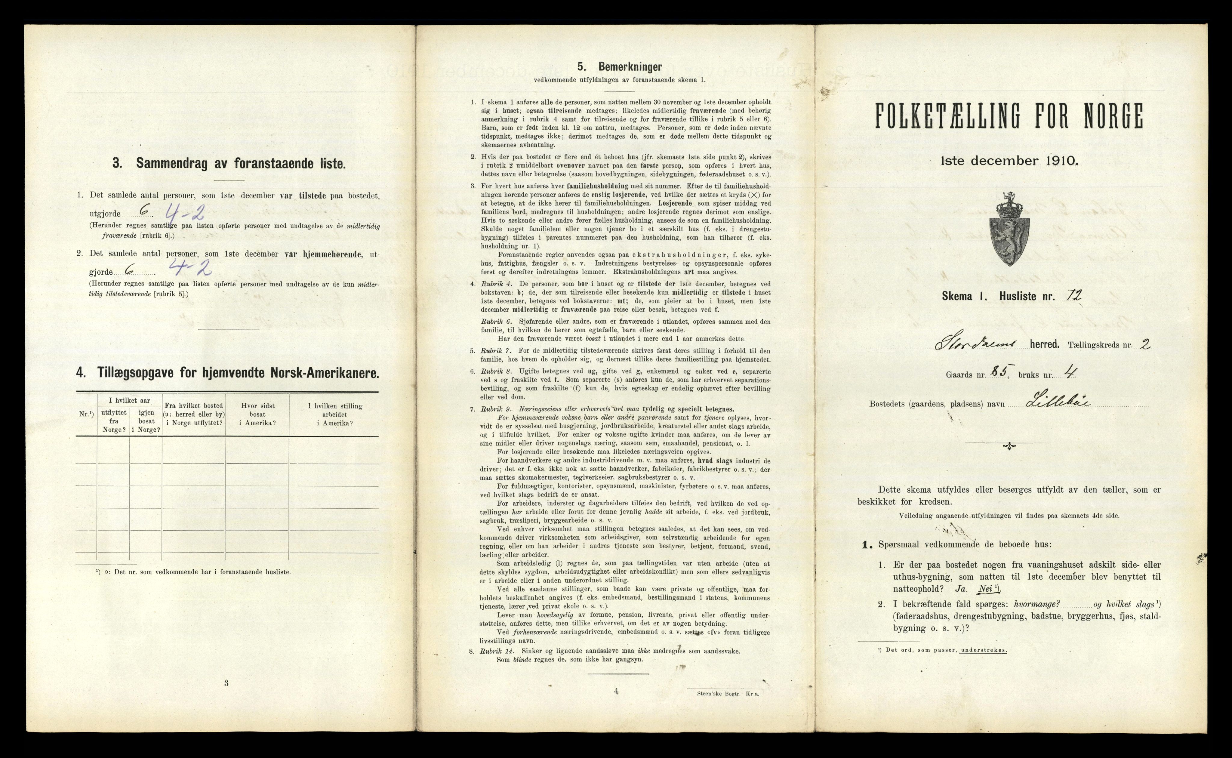 RA, 1910 census for Stordal, 1910, p. 180
