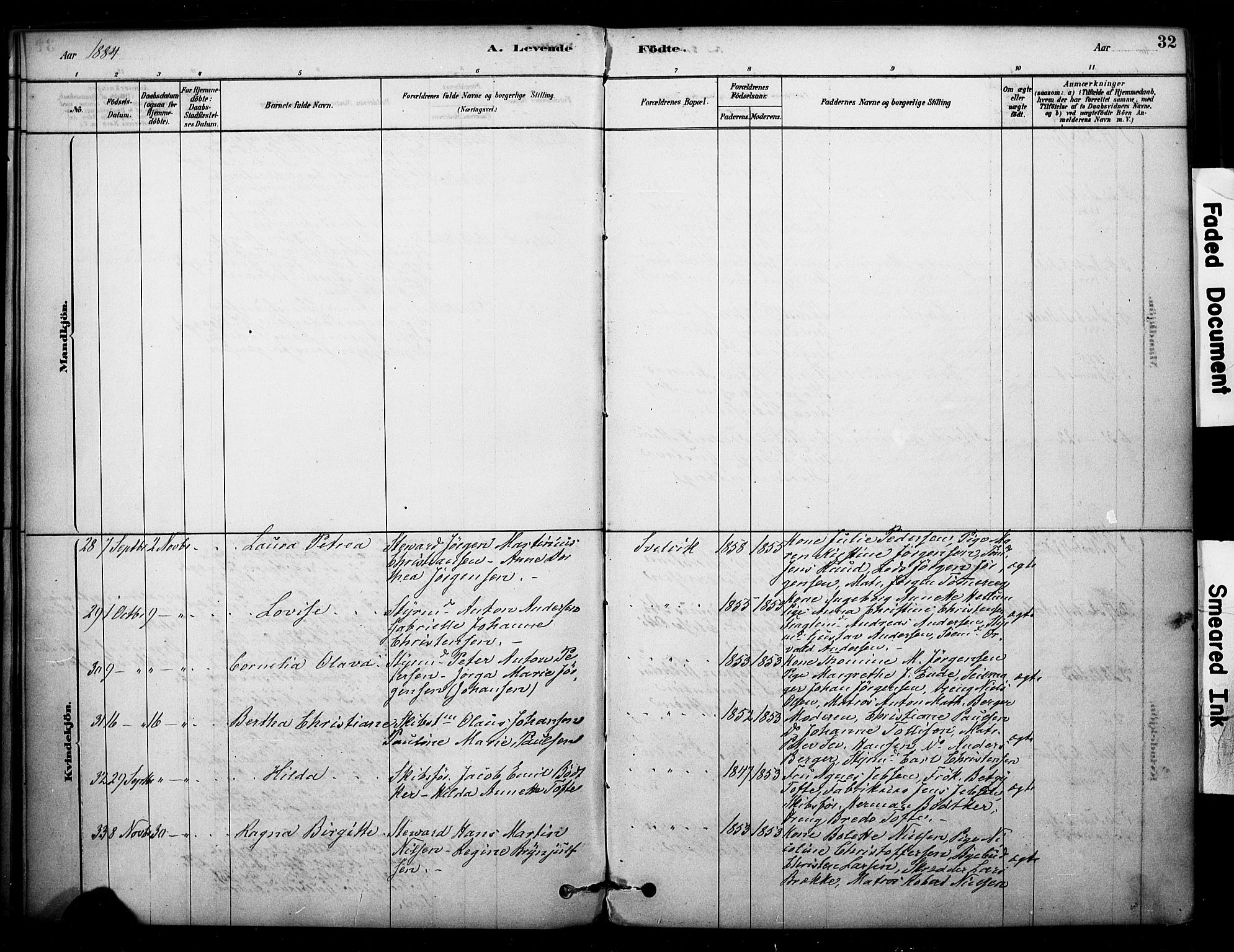 Strømm kirkebøker, AV/SAKO-A-322/F/Fb/L0001: Parish register (official) no. II 1, 1878-1899, p. 32