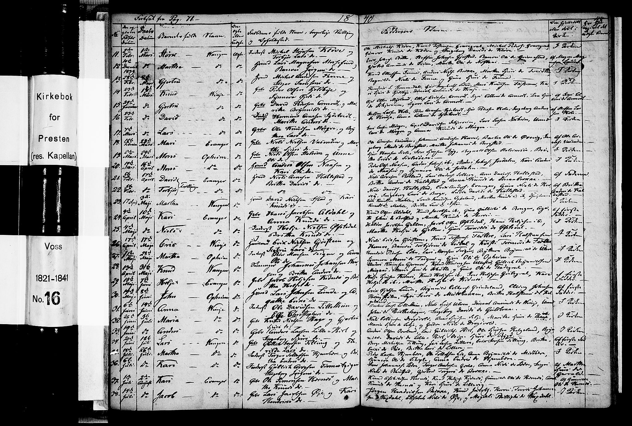 Voss sokneprestembete, SAB/A-79001: Curate's parish register no. A 1, 1821-1841, p. 47