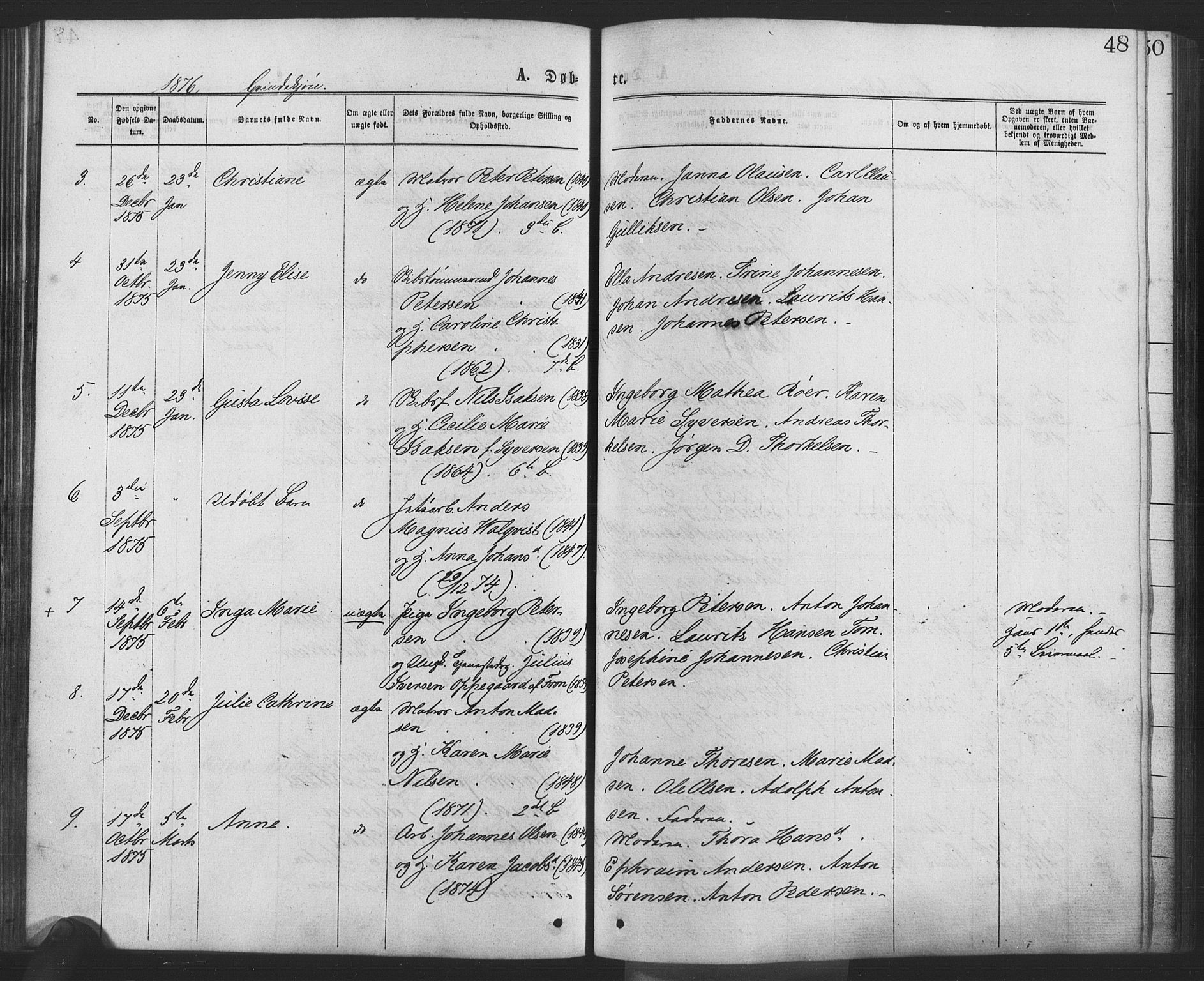 Drøbak prestekontor Kirkebøker, AV/SAO-A-10142a/F/Fa/L0003: Parish register (official) no. I 3, 1871-1877, p. 48