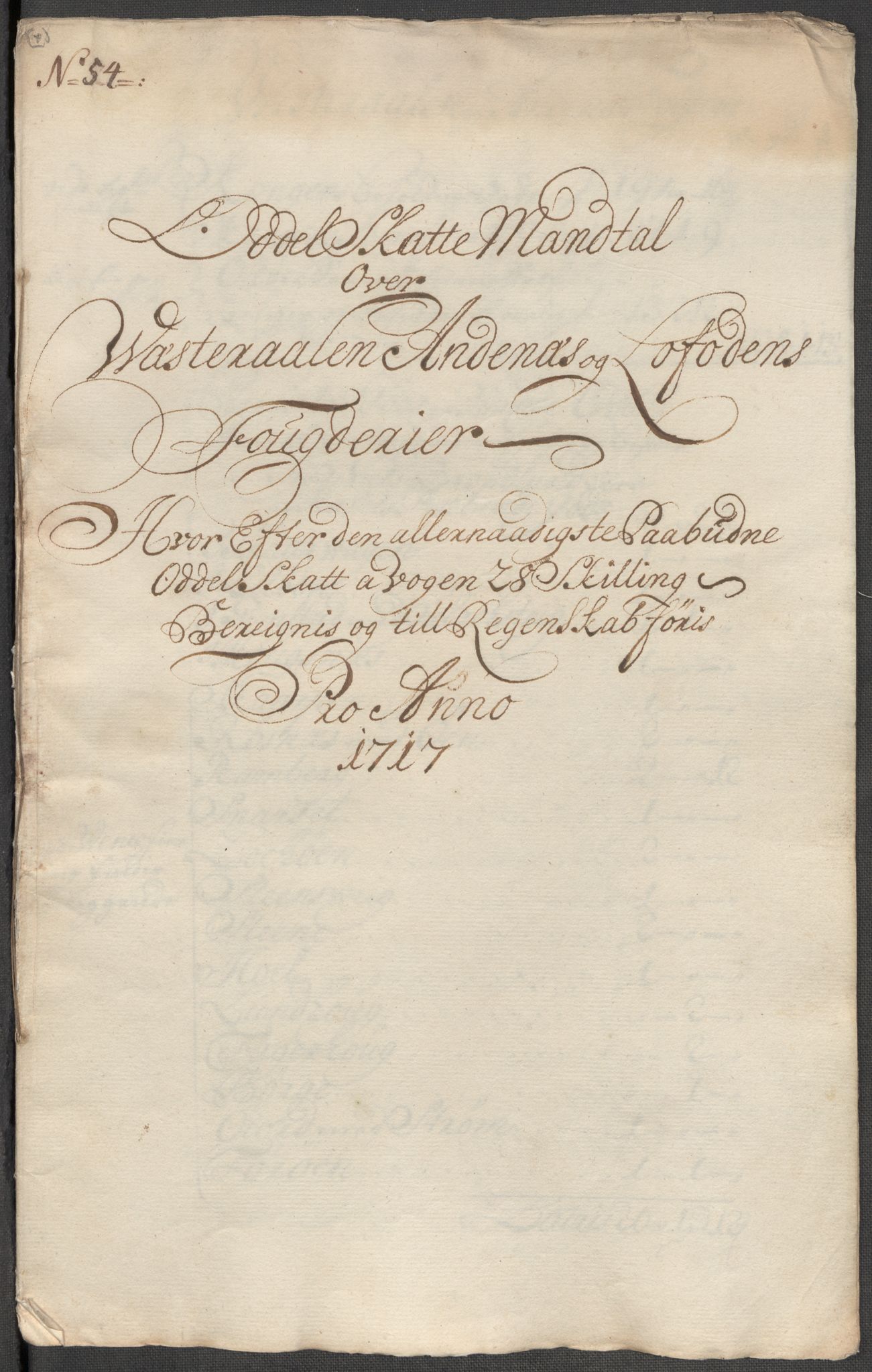 Rentekammeret inntil 1814, Reviderte regnskaper, Fogderegnskap, RA/EA-4092/R67/L4683: Fogderegnskap Vesterålen, Andenes og Lofoten, 1717, p. 270