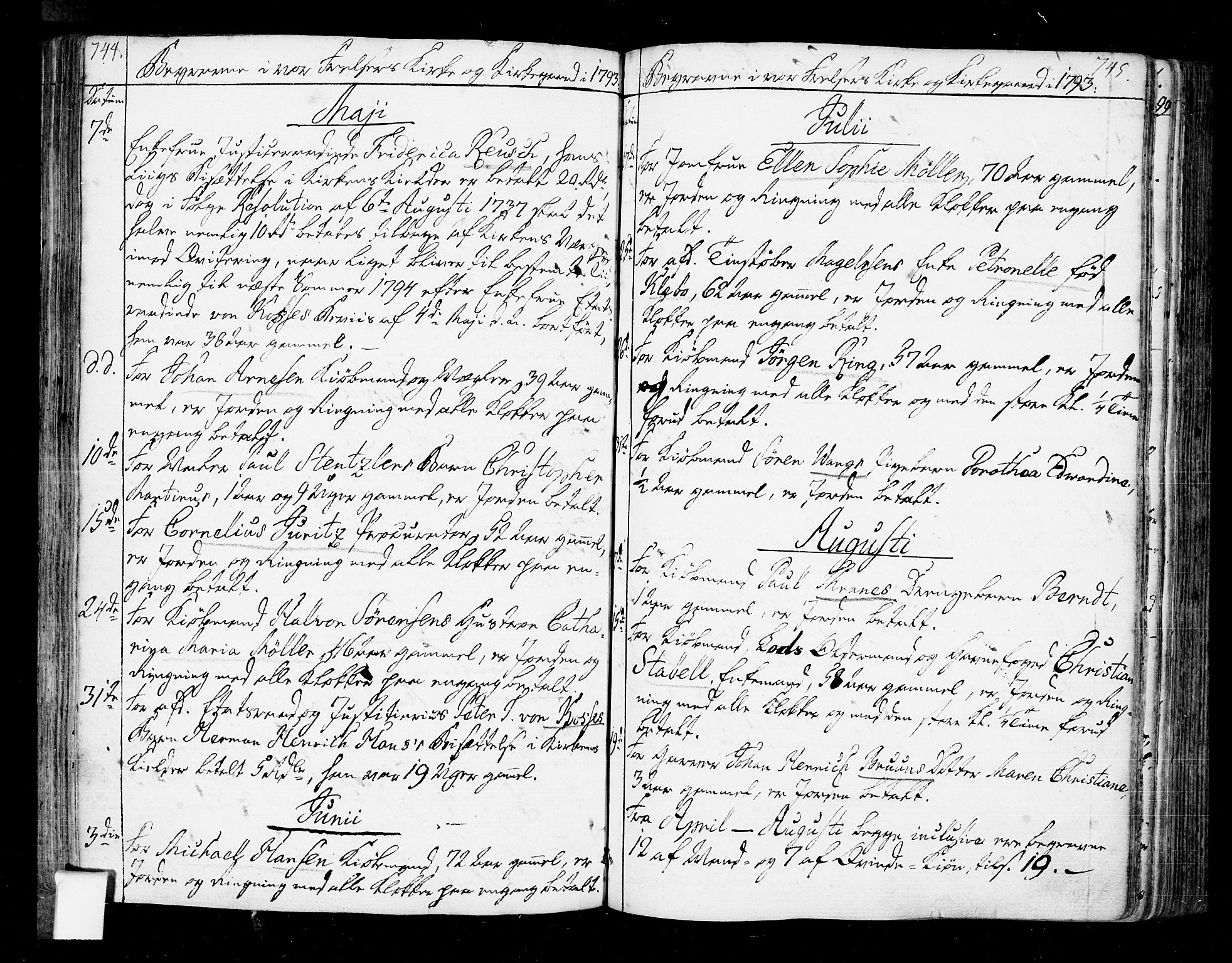 Oslo domkirke Kirkebøker, SAO/A-10752/F/Fa/L0005: Parish register (official) no. 5, 1787-1806, p. 744-745