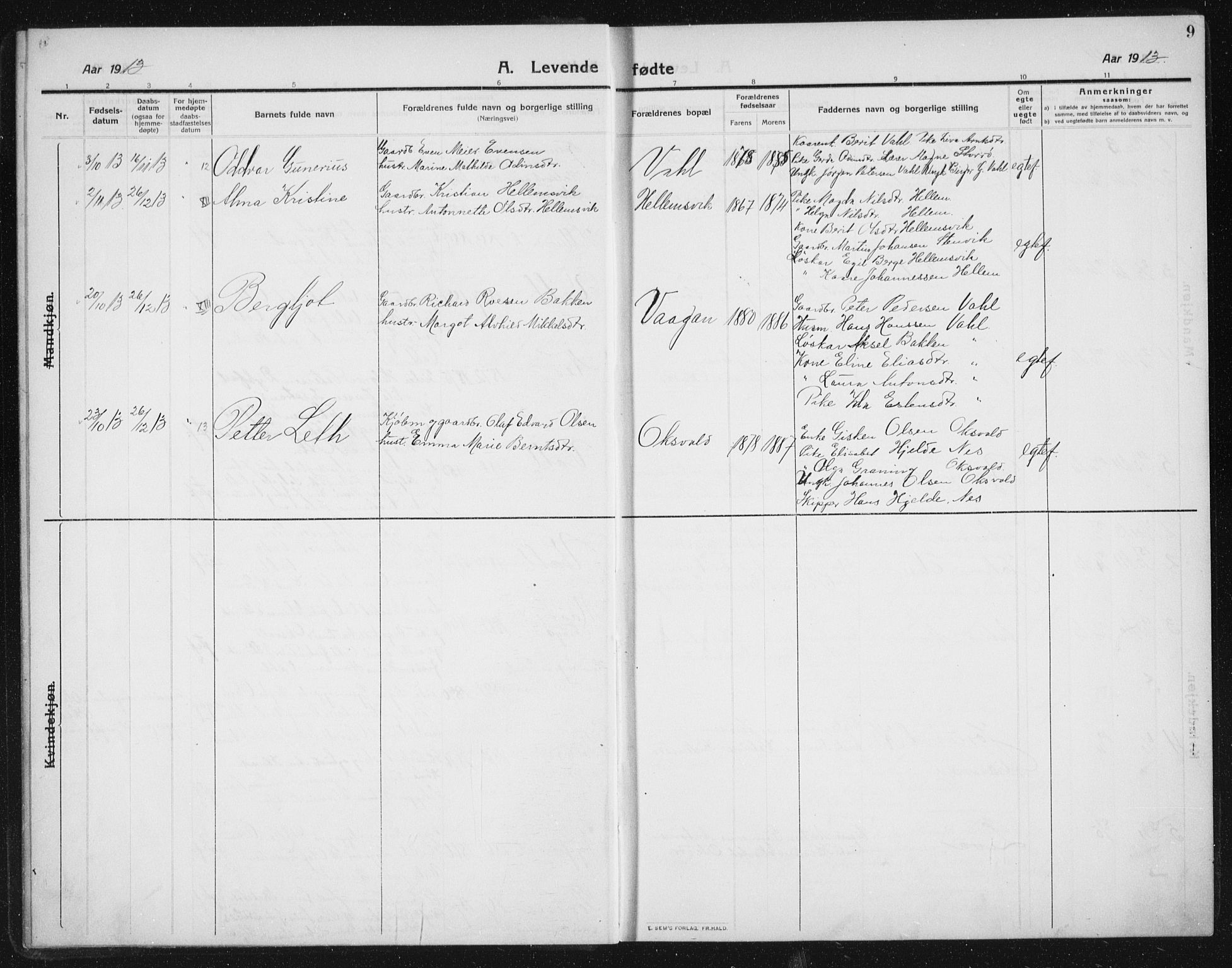 Ministerialprotokoller, klokkerbøker og fødselsregistre - Sør-Trøndelag, SAT/A-1456/652/L0654: Parish register (copy) no. 652C02, 1910-1937, p. 9