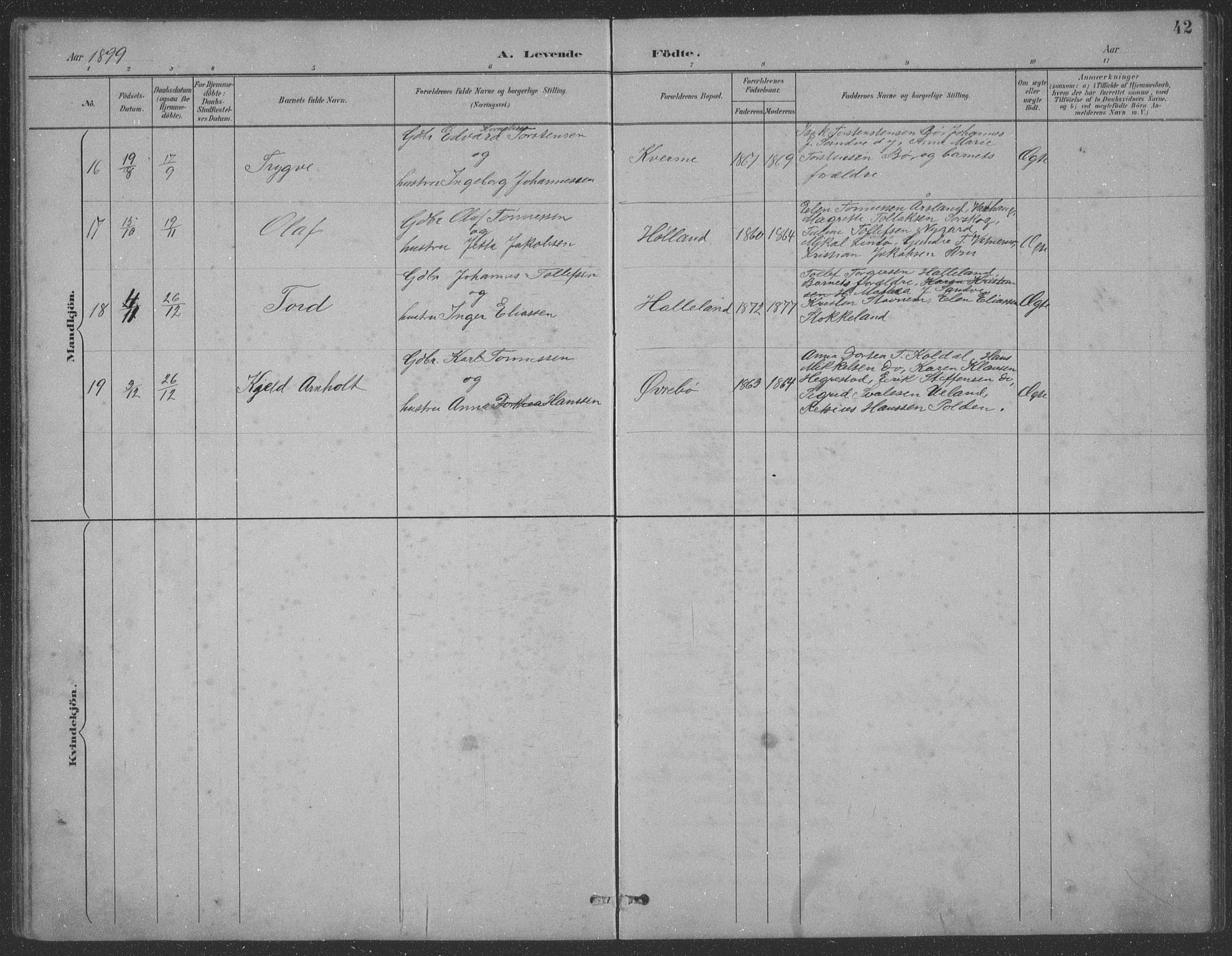 Eigersund sokneprestkontor, AV/SAST-A-101807/001/30/30BB/L0021: Parish register (copy) no. B 21, 1890-1915, p. 42