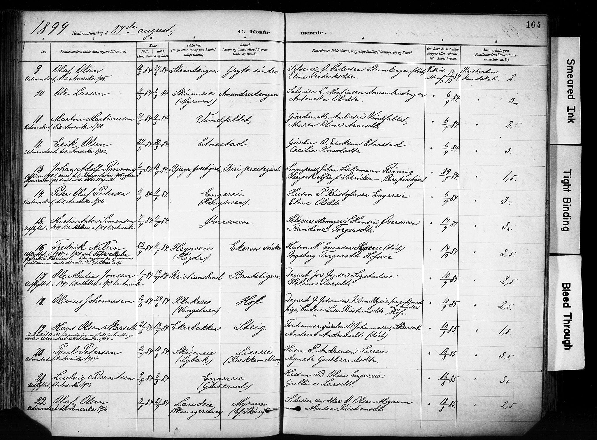 Biri prestekontor, SAH/PREST-096/H/Ha/Haa/L0009: Parish register (official) no. 9, 1887-1900, p. 164