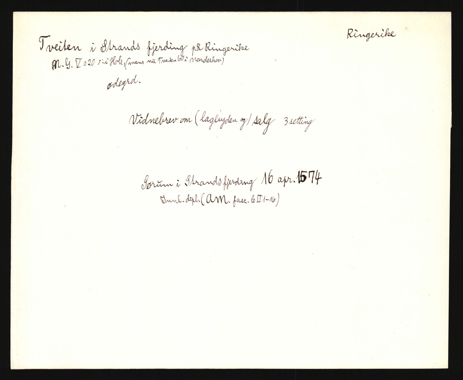 Riksarkivets diplomsamling, AV/RA-EA-5965/F35/F35e/L0012: Registreringssedler Buskerud 1, 1400-1700, p. 25